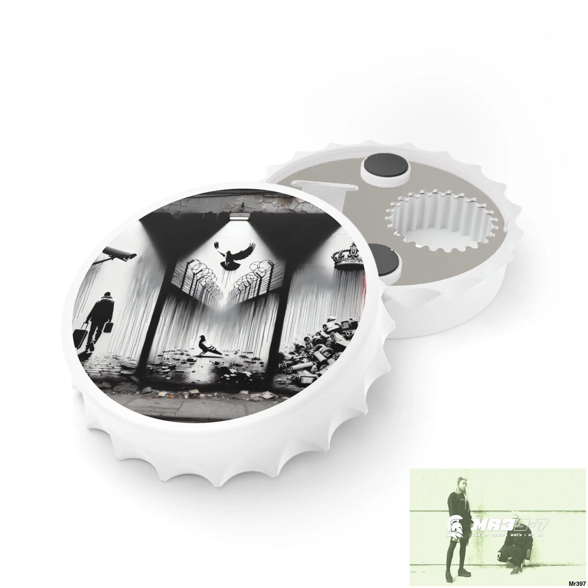 My life My Deaths Their plans failed 2001-2025 Banksy Inspired Magnetic Bottle Opener One size / White Accessories
