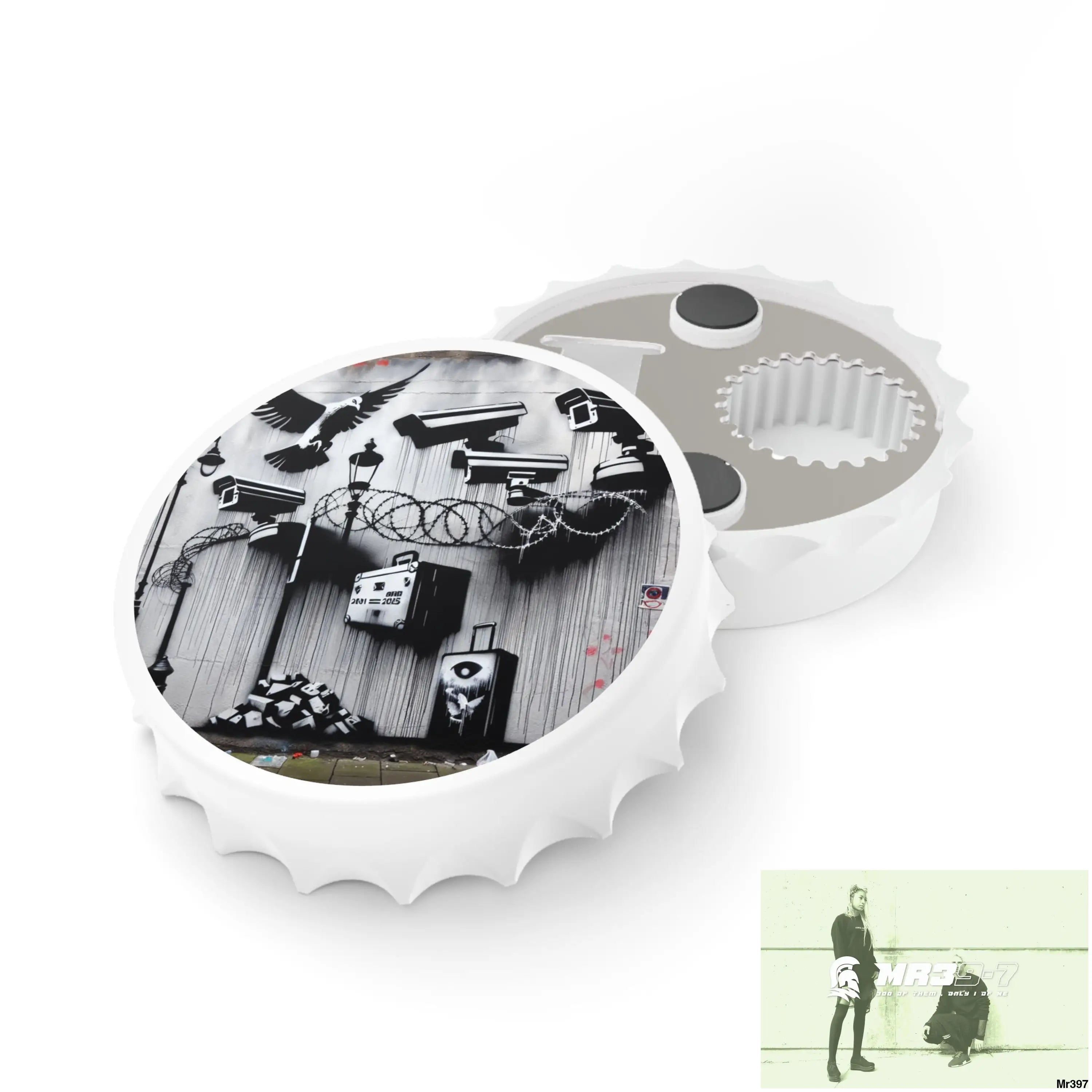 My life My Deaths Their plans failed 2001-2025 Banksy Inspired Magnetic Bottle Opener One size / White Accessories