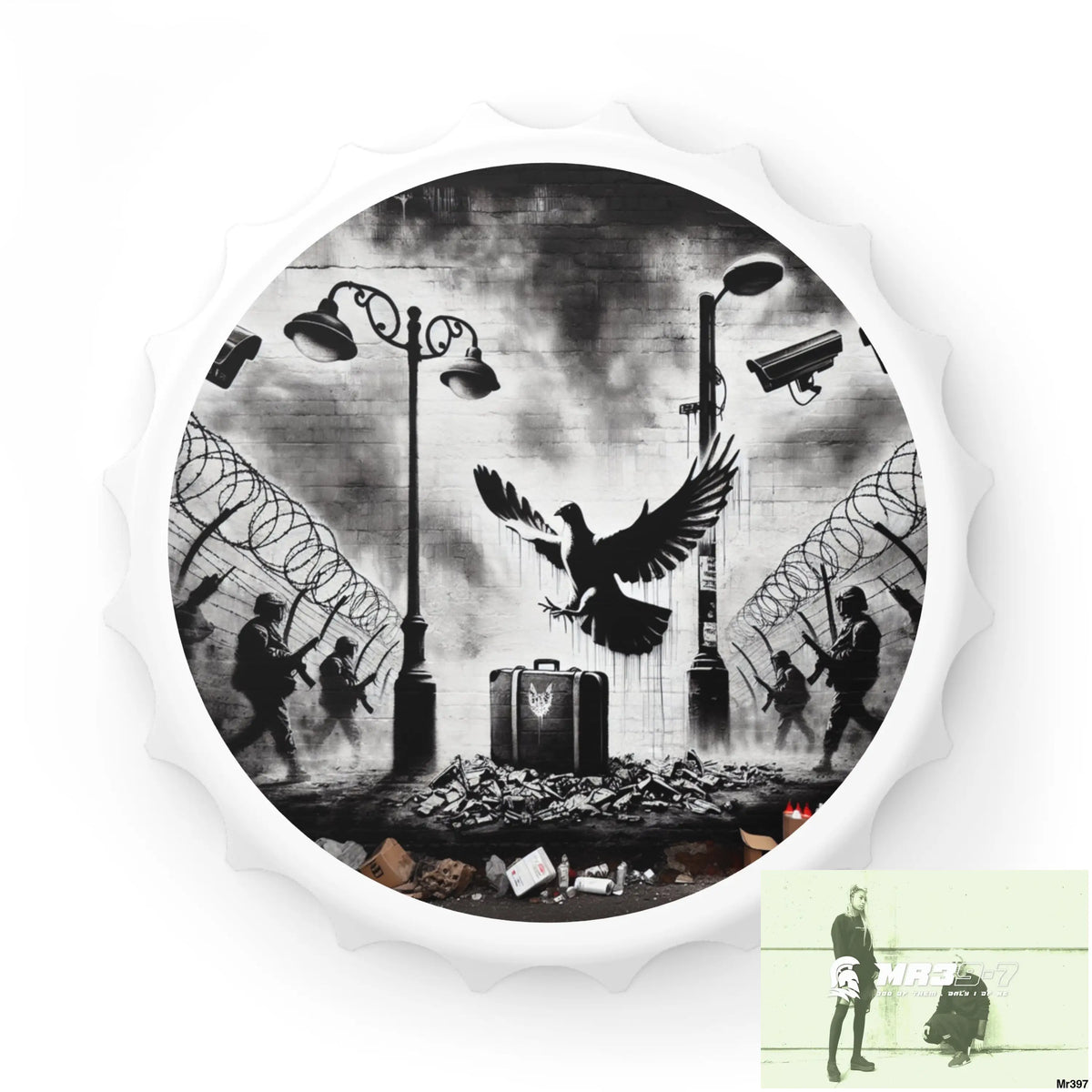 My life My Deaths Their plans failed 2001-2025 Banksy Inspired Magnetic Bottle Opener One size / White Accessories