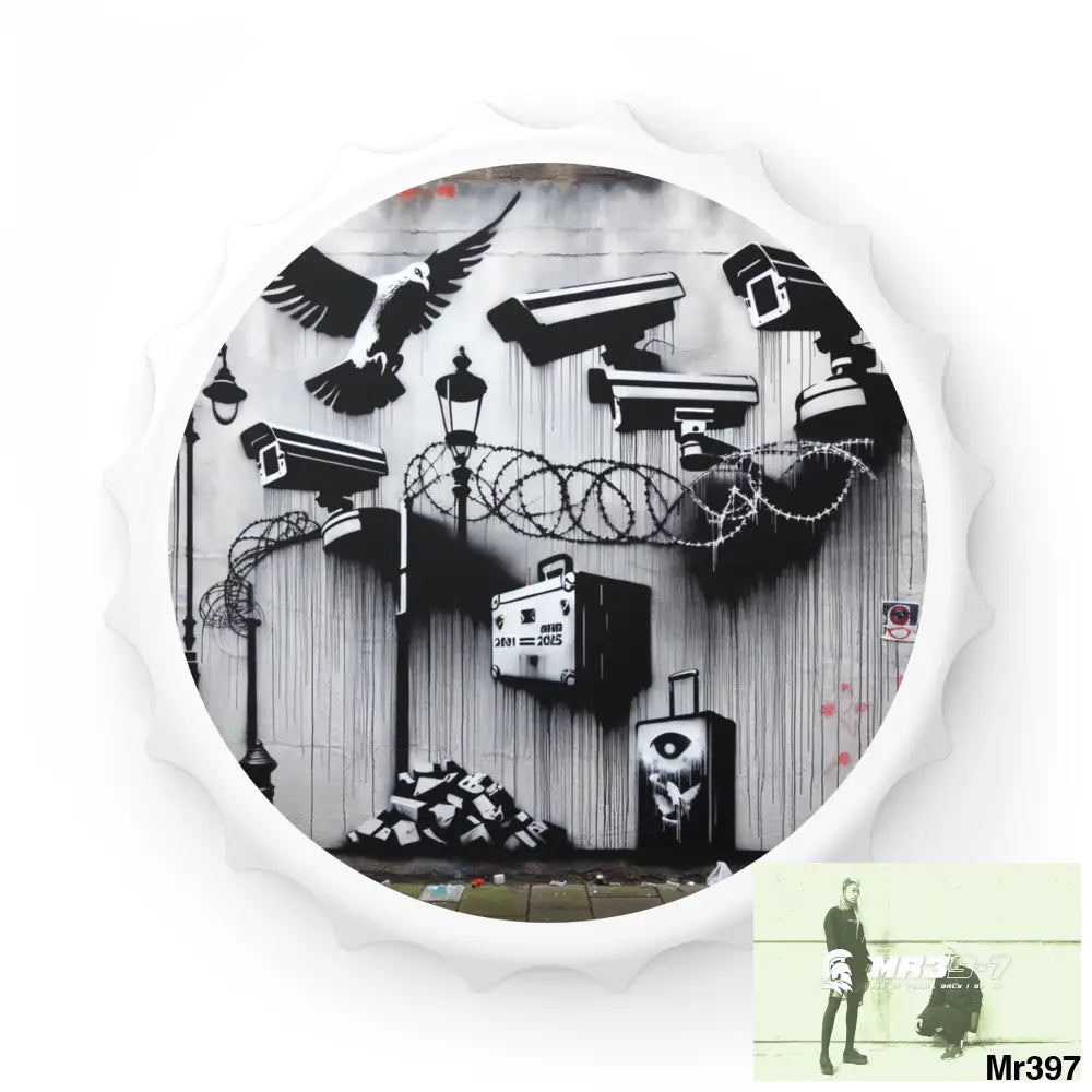 My life My Deaths Their plans failed 2001-2025 Banksy Inspired Magnetic Bottle Opener One size / White Accessories