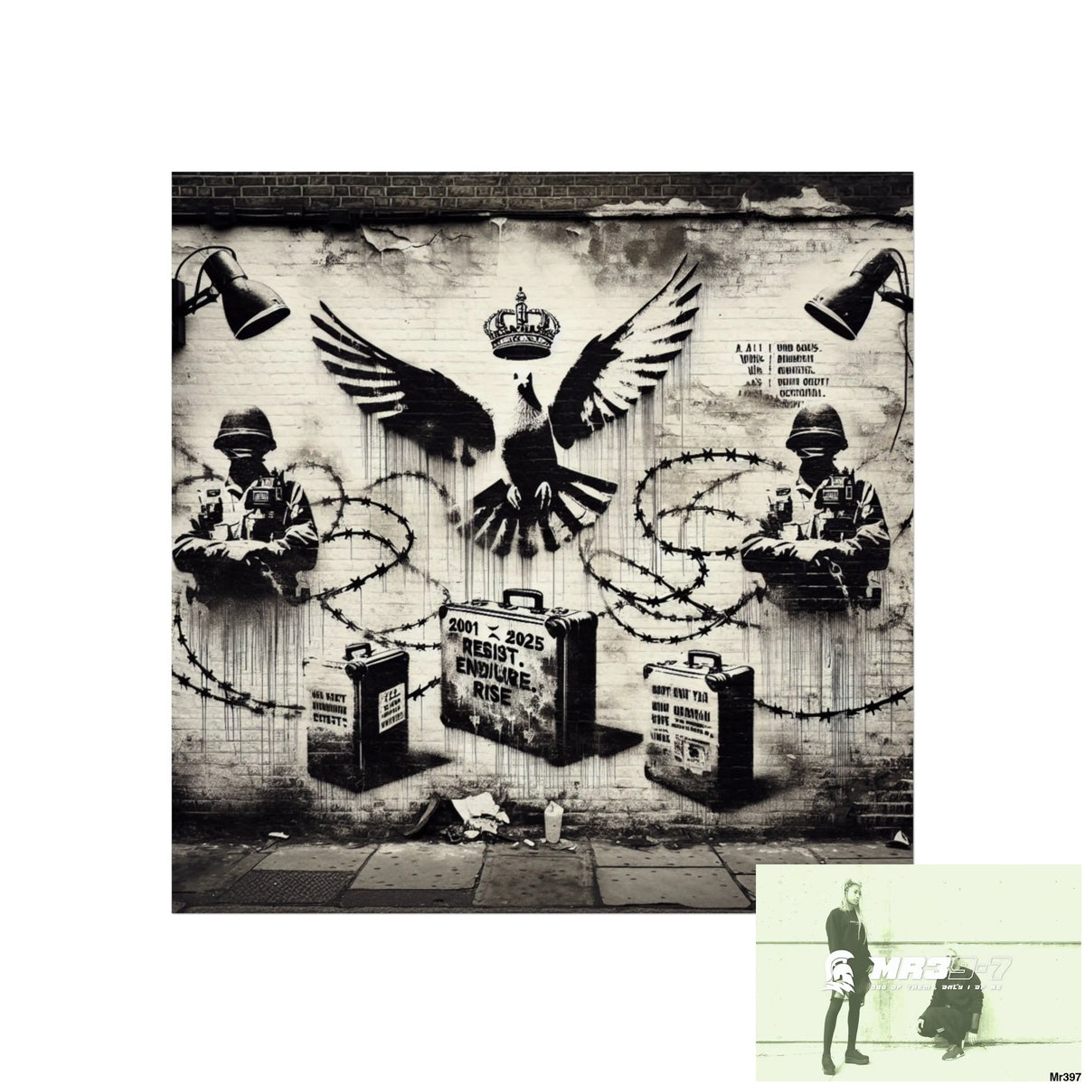 My Life My Deaths Their Plans Failed NO 5 2001-2025 Banksy inspired Fine Art Posters 16″ x 16″ / Matte Poster