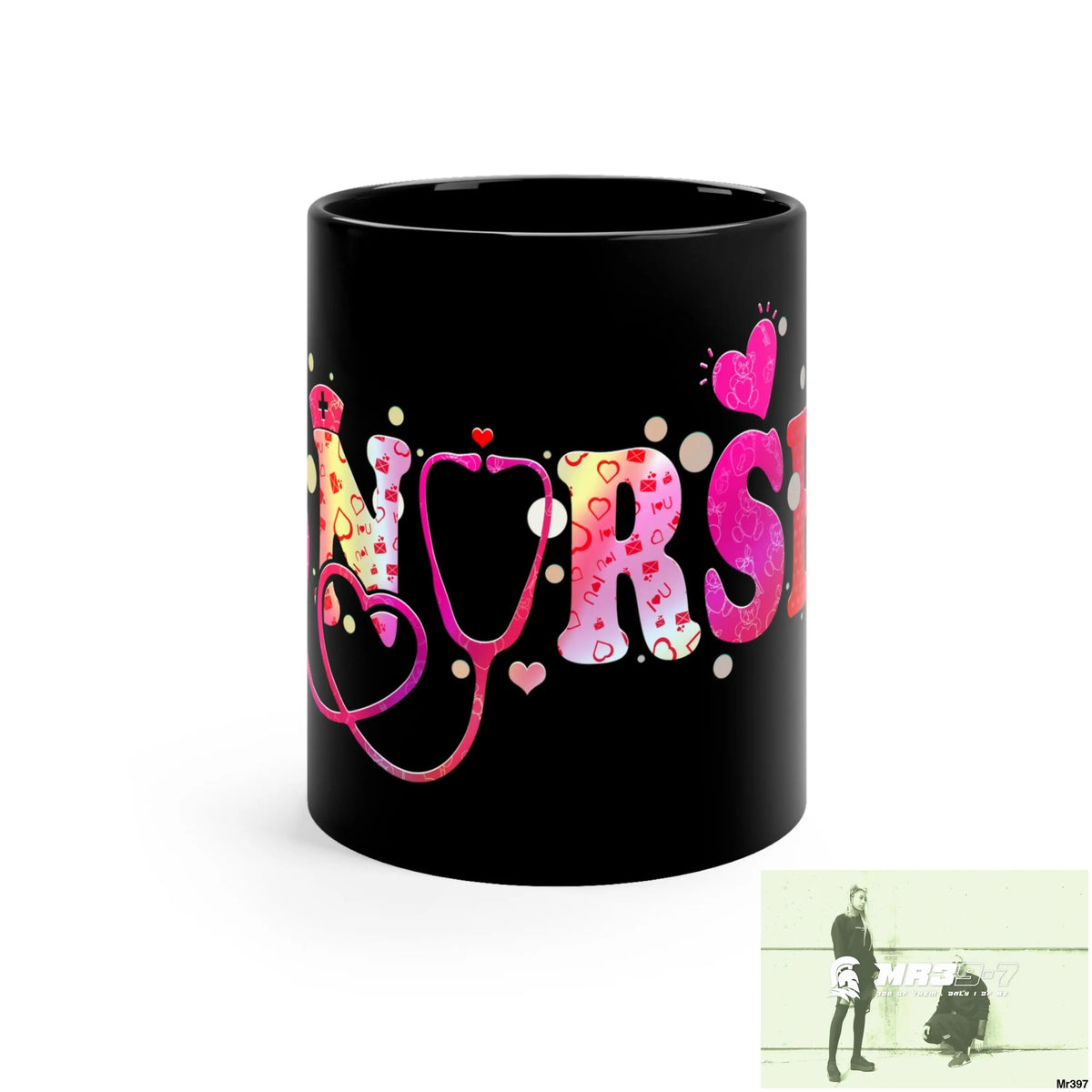 Nurse Love 11oz Black Mug 11oz Mug