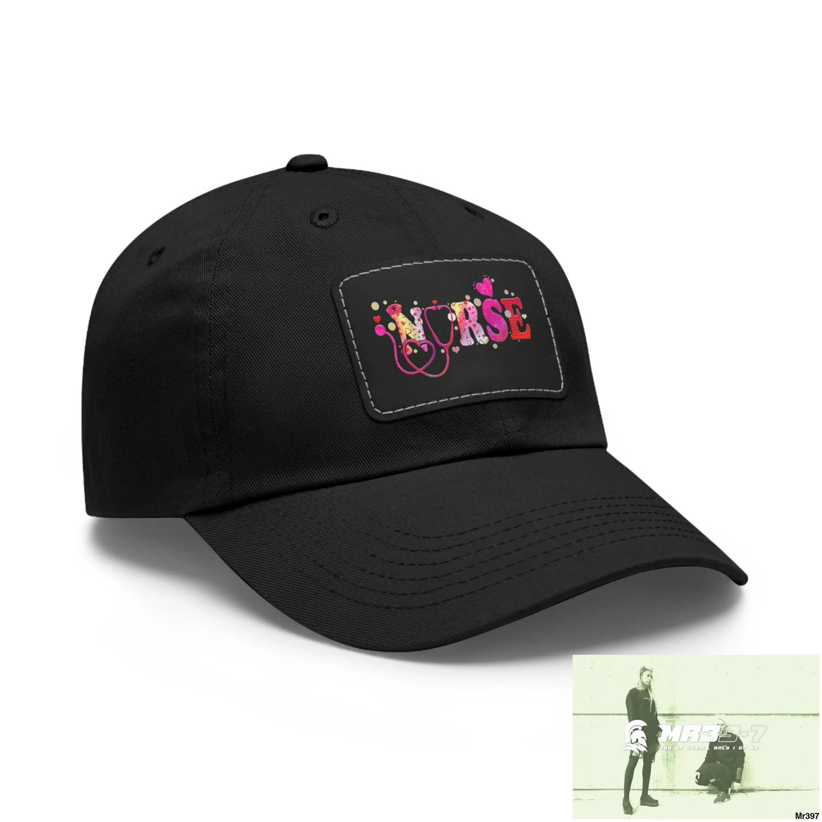 Nurse Love Dad Hat with Leather Patch (Rectangle) Hats