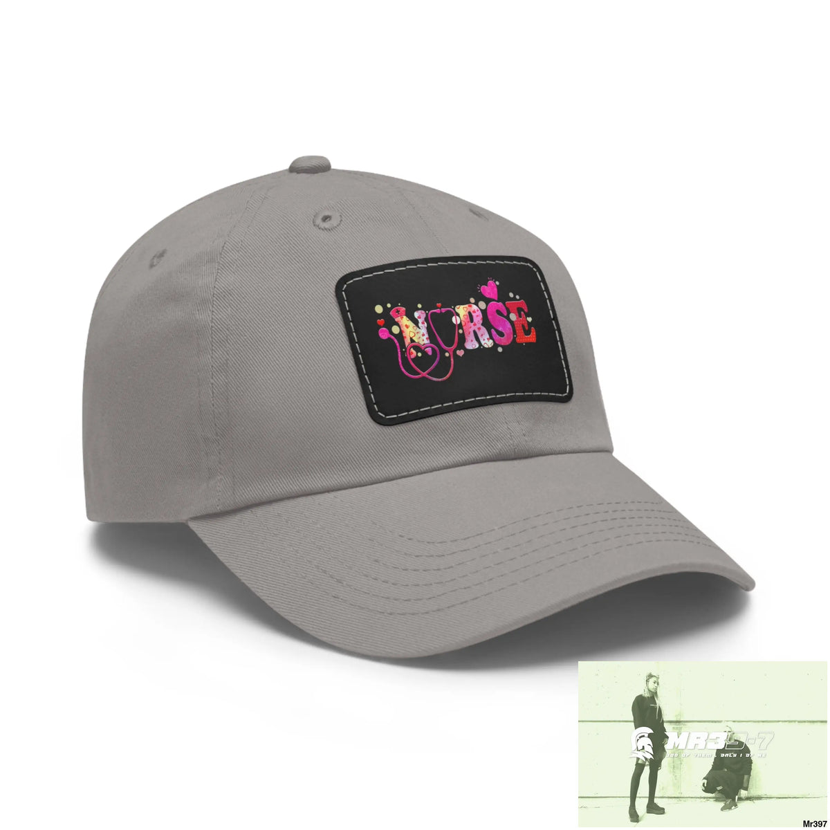 Nurse Love Dad Hat with Leather Patch (Rectangle) Hats