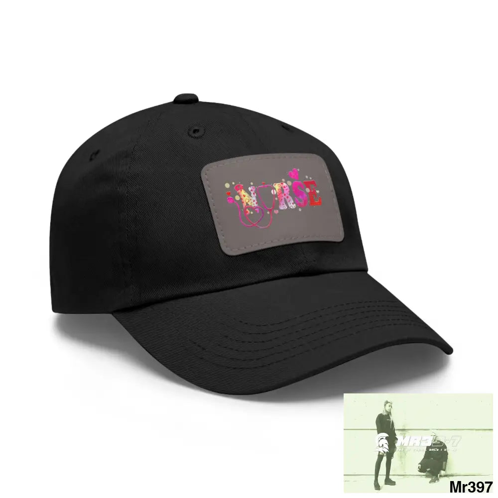 Nurse Love Dad Hat with Leather Patch (Rectangle) Hats
