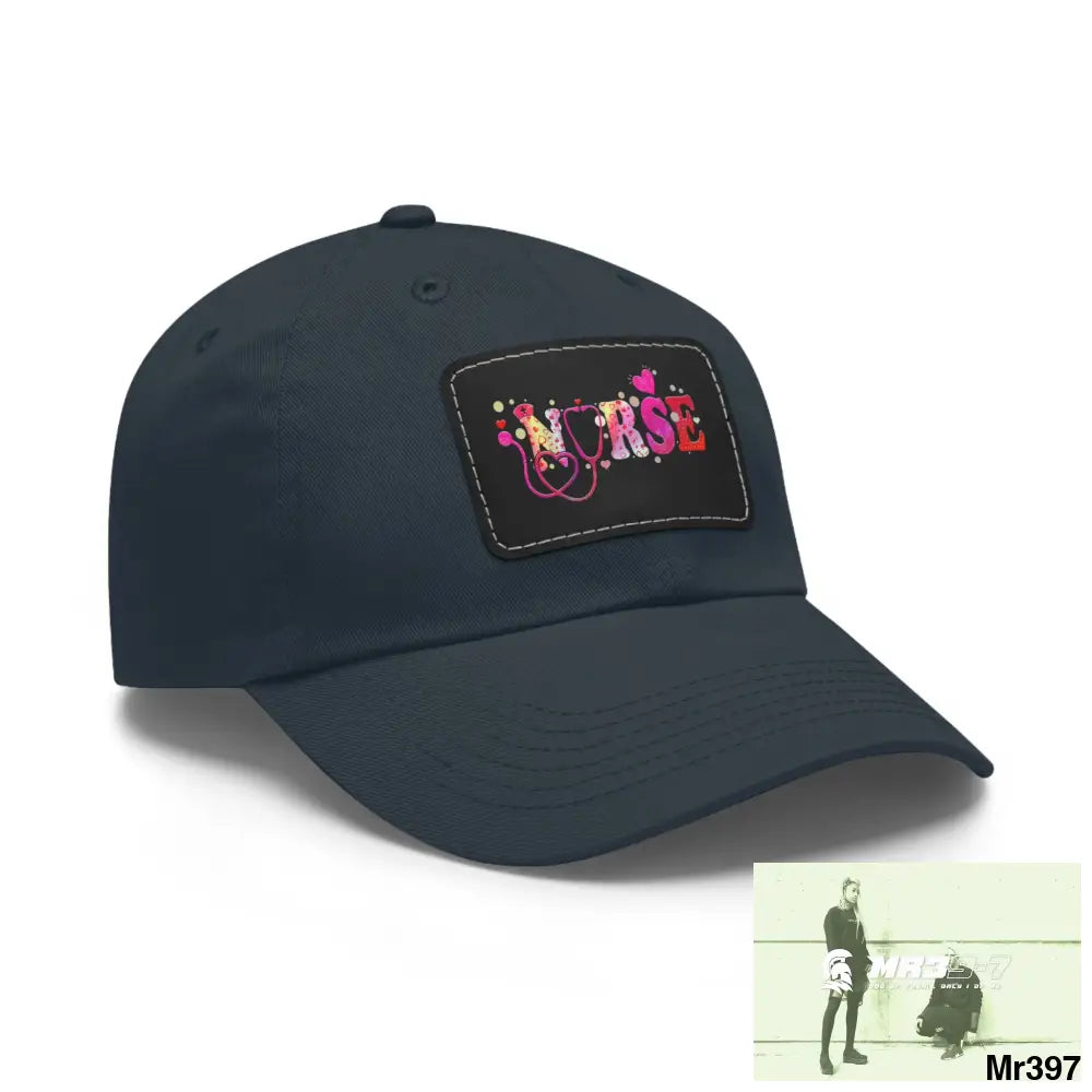 Nurse Love Dad Hat with Leather Patch (Rectangle) Hats