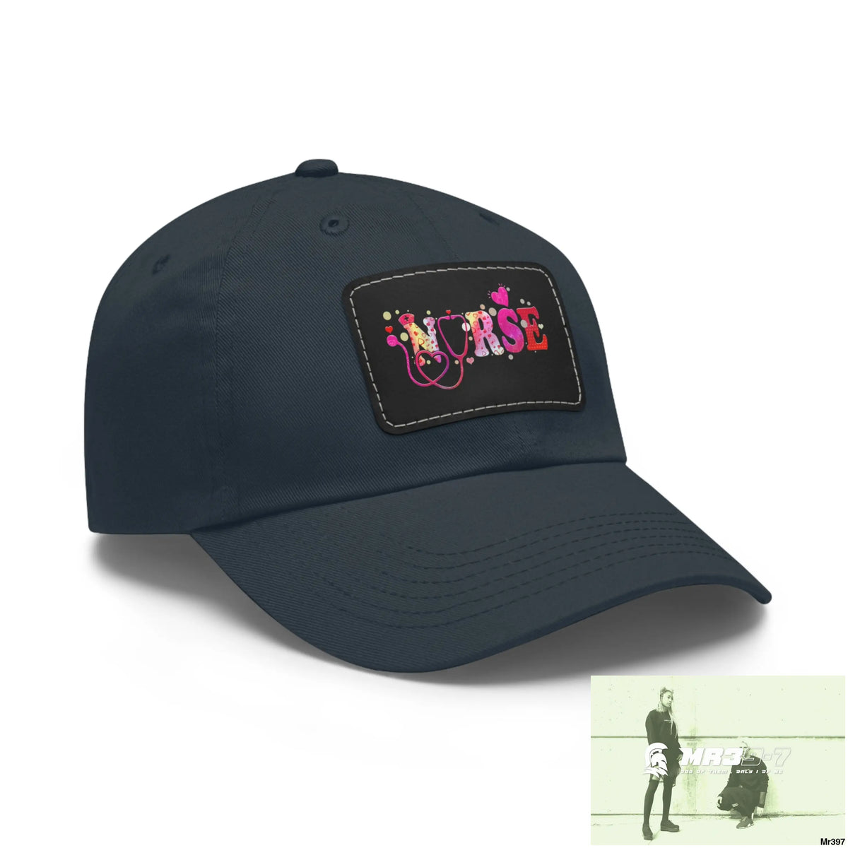 Nurse Love Dad Hat with Leather Patch (Rectangle) Hats