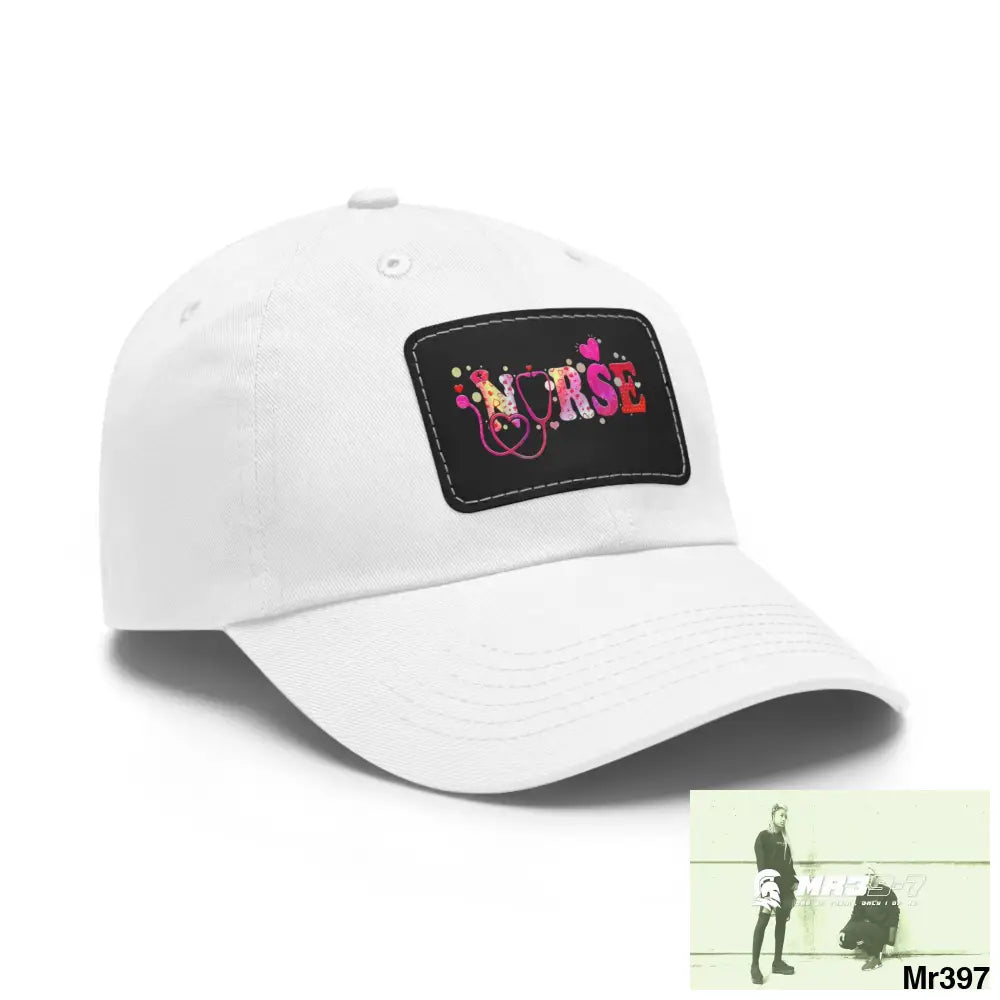 Nurse Love Dad Hat with Leather Patch (Rectangle) Hats