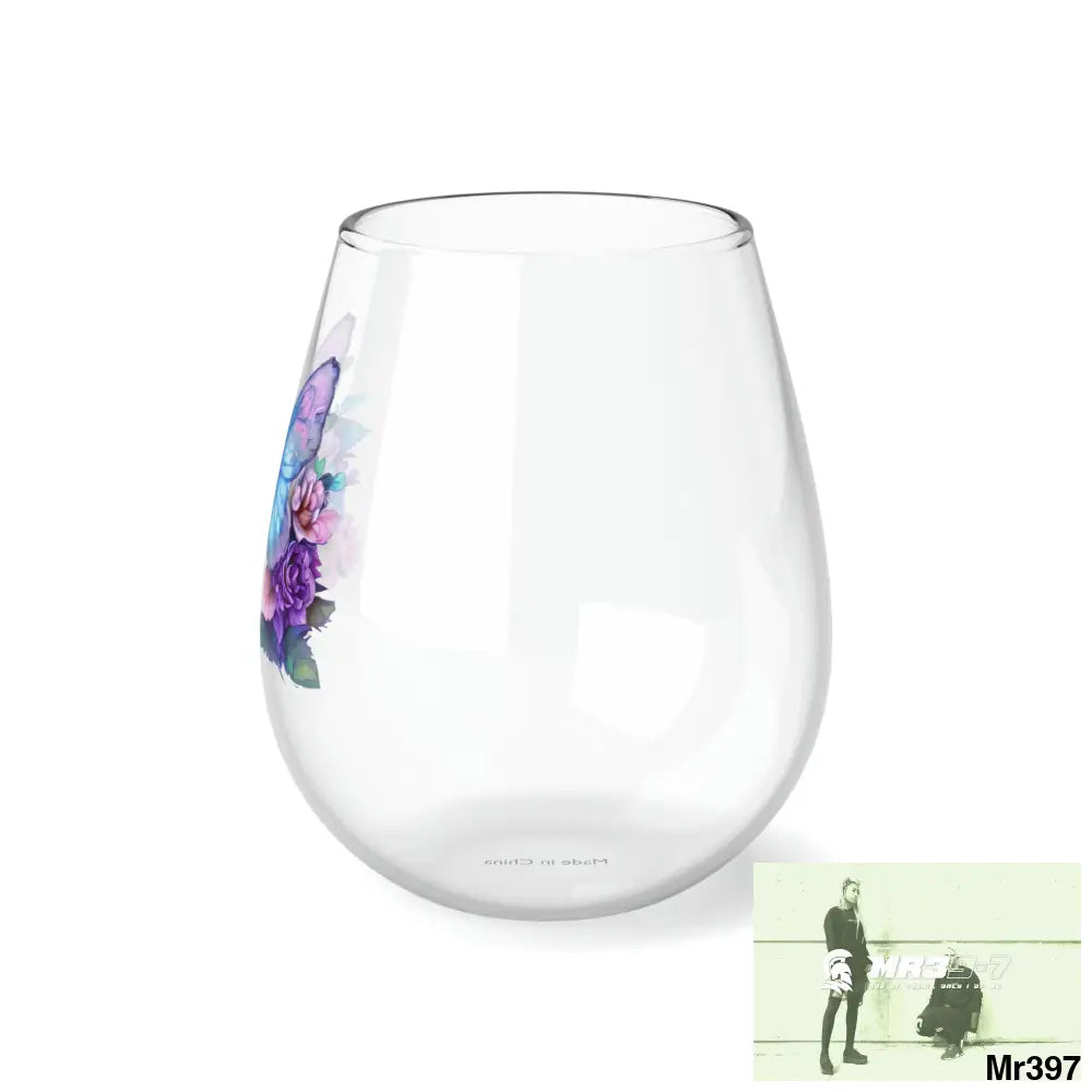 Pink Blue and Purple Butterfly Stemless Wine Glass 11.75oz 11.75oz Mug