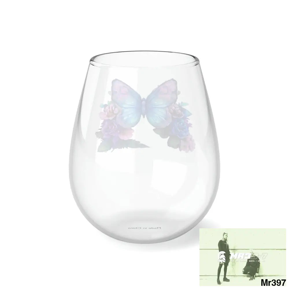 Pink Blue and Purple Butterfly Stemless Wine Glass 11.75oz 11.75oz Mug