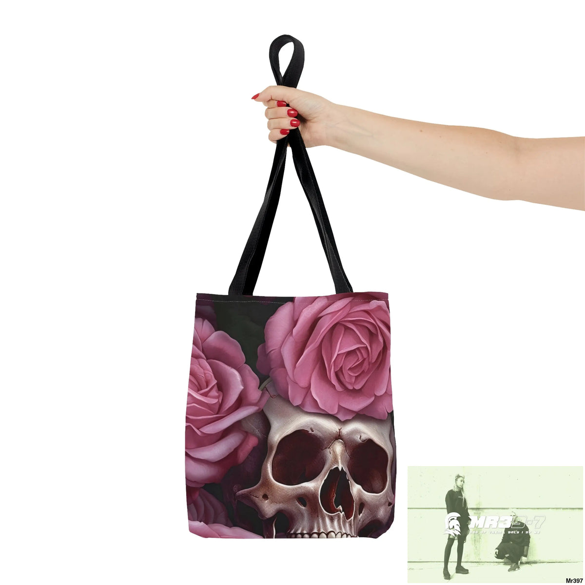 Pink Gothic Skulls & Roses Tote Bag (AOP) Bags