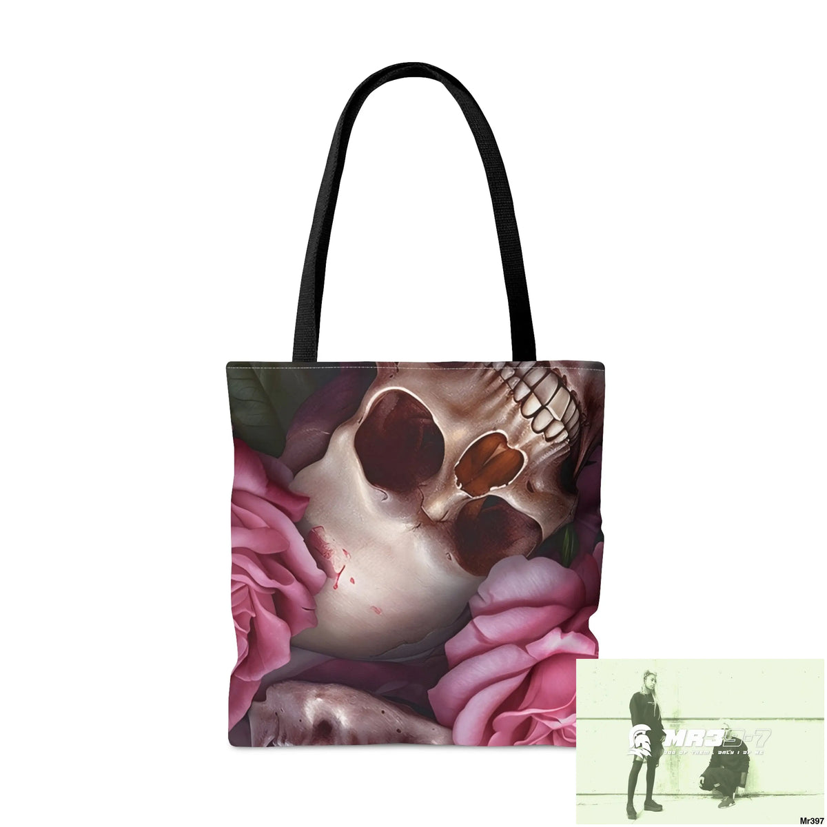 Pink Gothic Skulls & Roses Tote Bag (AOP) Bags