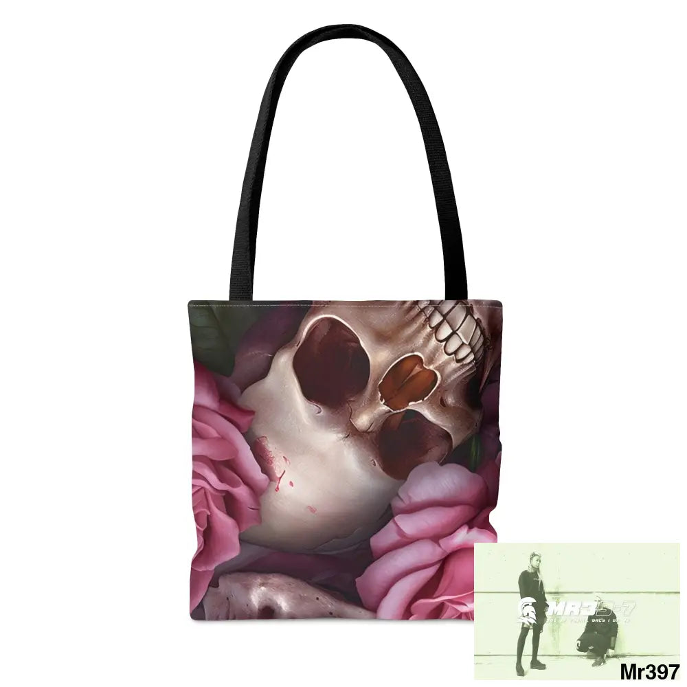 Pink Gothic Skulls & Roses Tote Bag (AOP) Bags