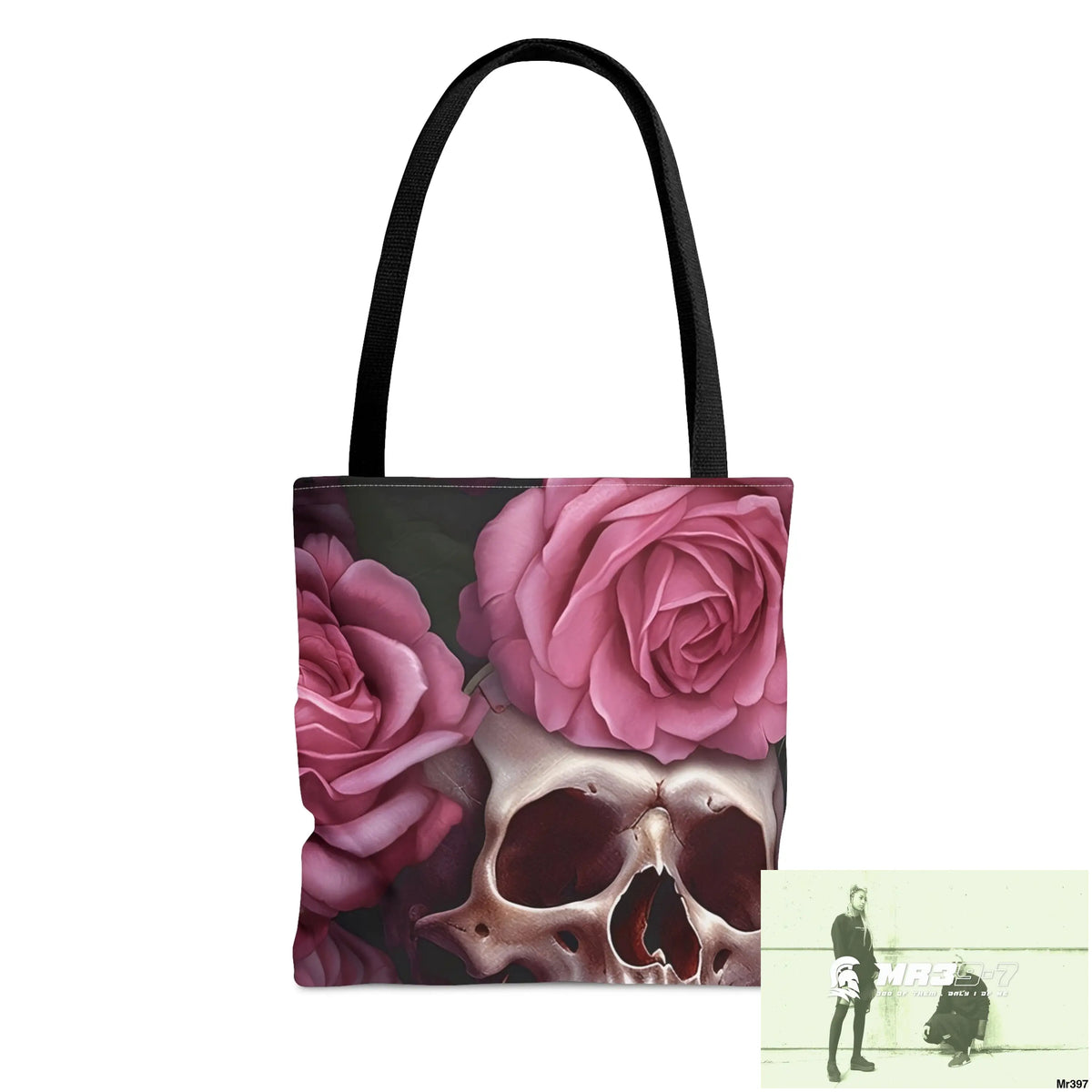 Pink Gothic Skulls & Roses Tote Bag (AOP) Small Bags