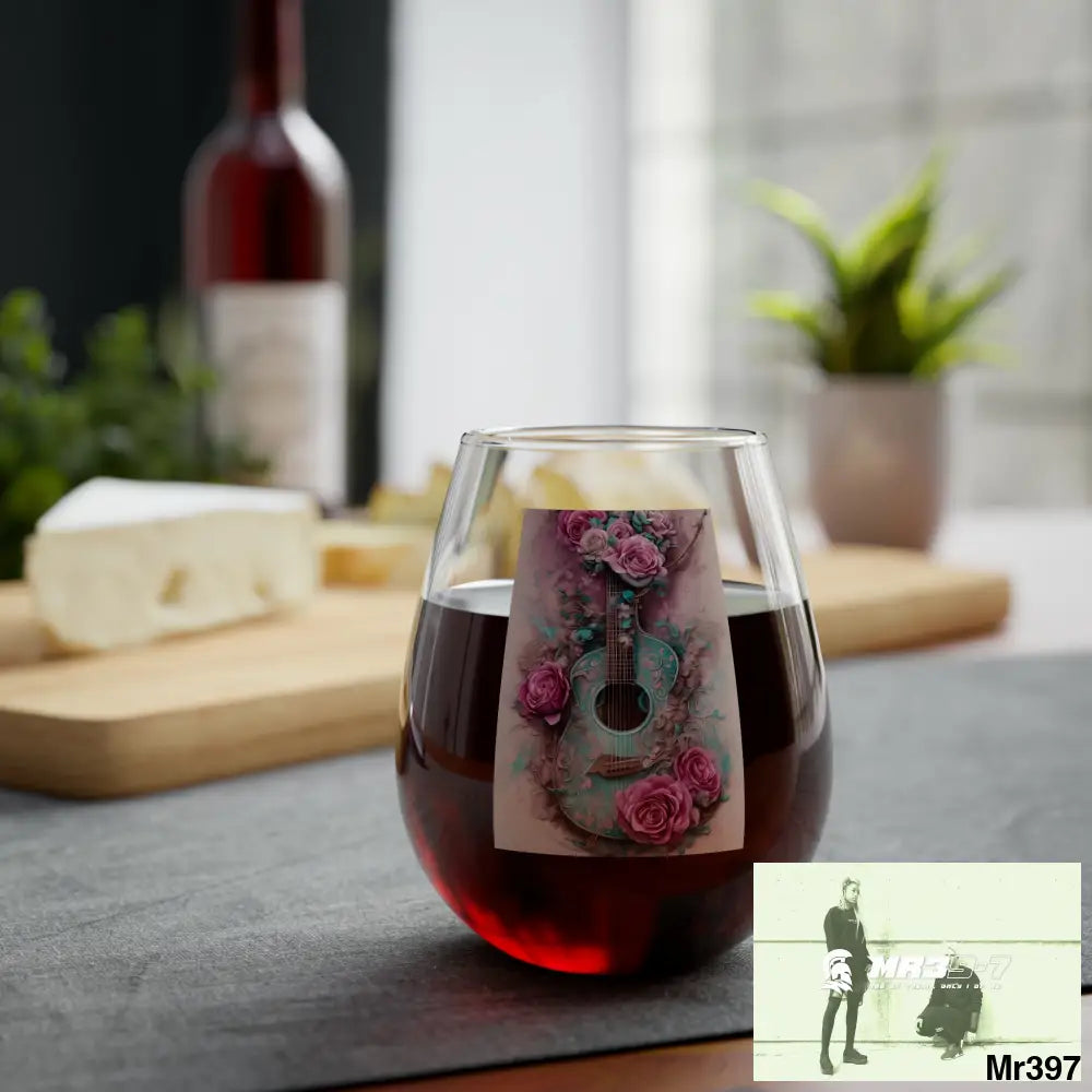 Pink Roes & Guitar Stemless Wine Glass 11.75oz 11.75oz Mug