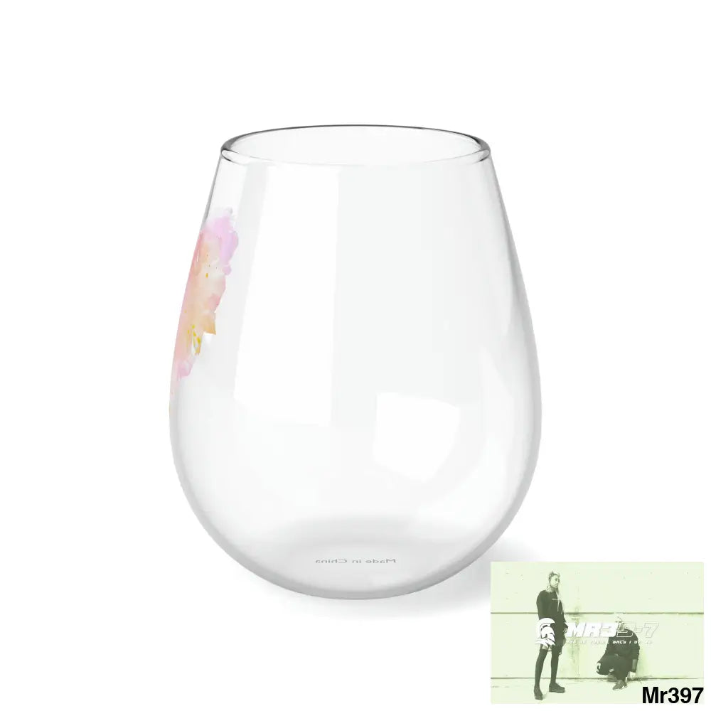 Plastered paint watercolour heart graphic Stemless Wine Glass 11.75oz 11.75oz Mug