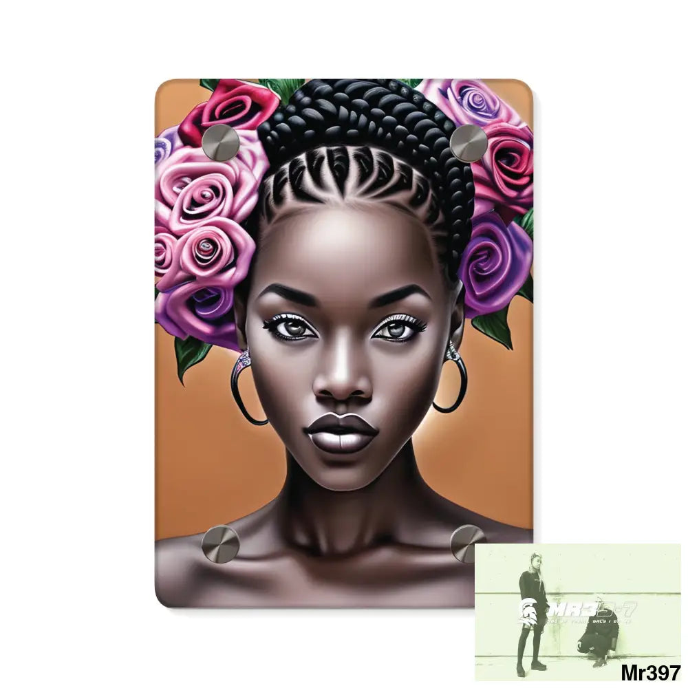 Pretty Black Woman with Braids Acrylic Wall Art Panels 5’’ x 7’’ (Vertical) / 0.25’’ Home Decor