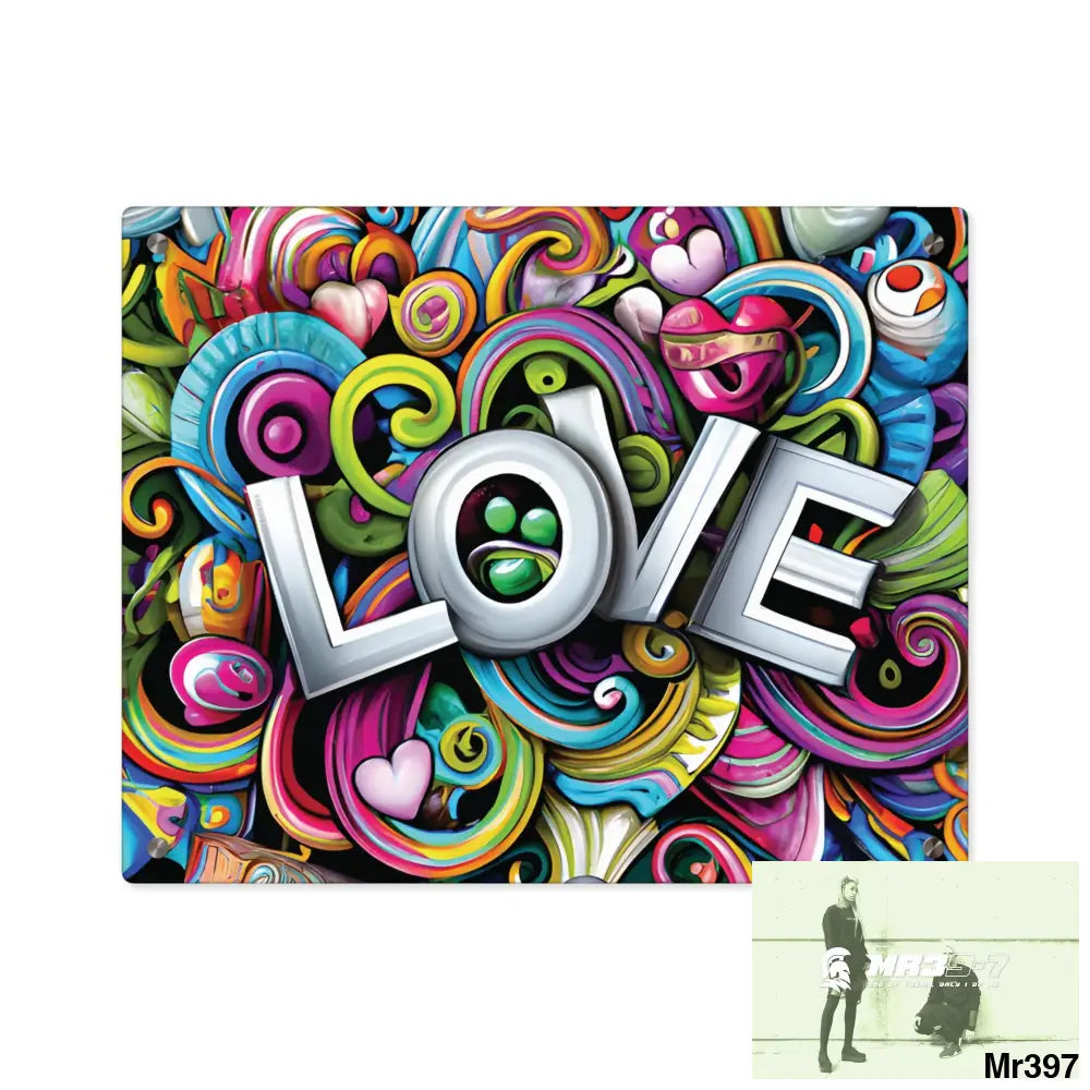 Rainbow LOVE Graphic Stained Glass Doodle Art Acrylic Wall Art Panels 20″ x 16″ (Horizontal) / 0.25’’ Home Decor