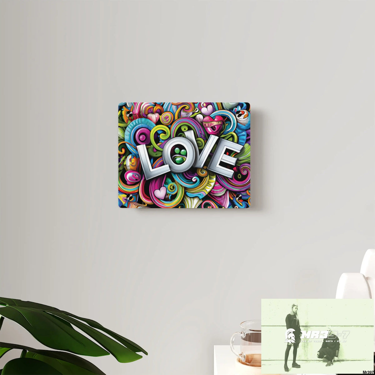 Rainbow LOVE Graphic Stained Glass Doodle Art Acrylic Wall Art Panels Home Decor
