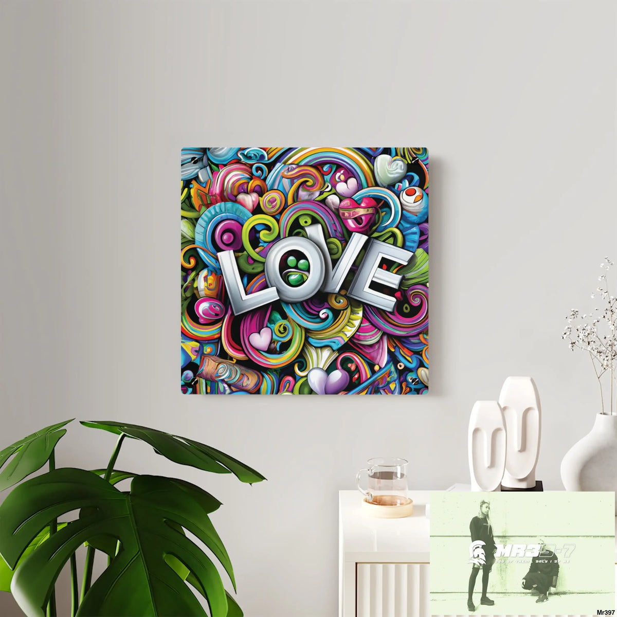 Rainbow LOVE Graphic Stained Glass Doodle Art Acrylic Wall Art Panels Home Decor