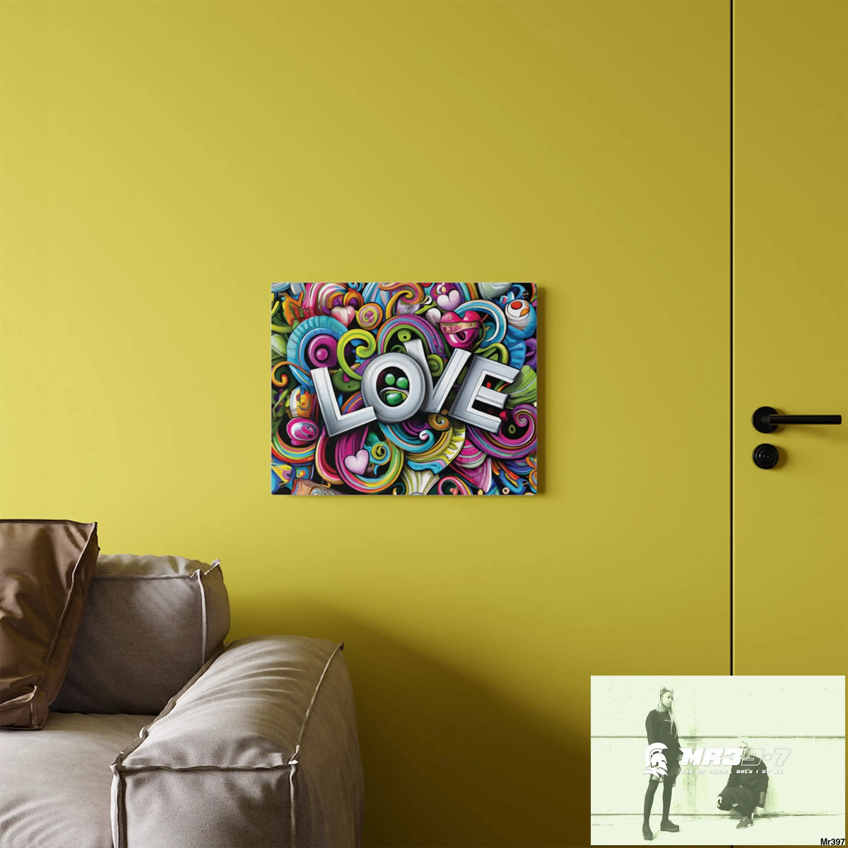 Rainbow LOVE Graphic Stained Glass Doodle Art Acrylic Wall Art Panels Home Decor