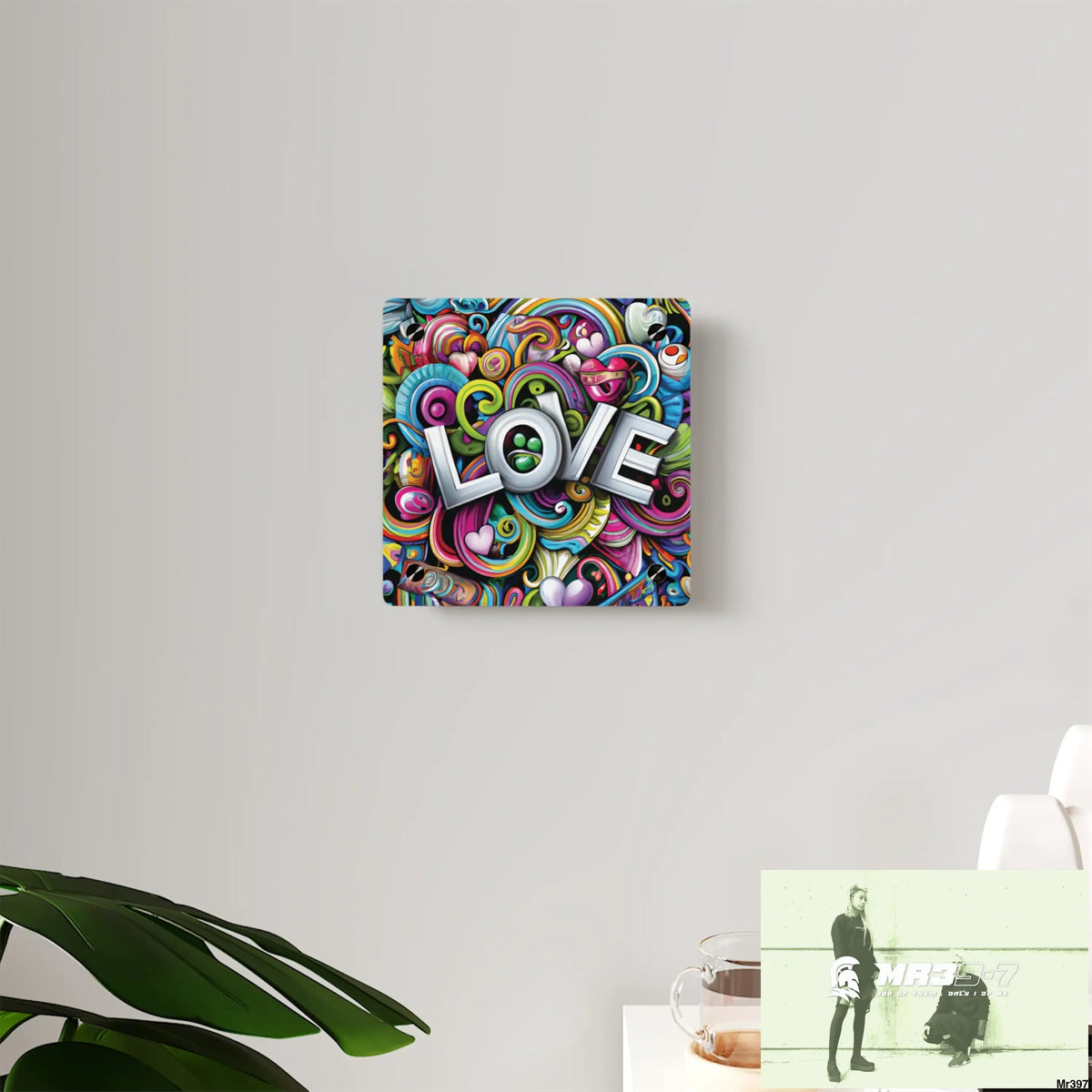 Rainbow LOVE Graphic Stained Glass Doodle Art Acrylic Wall Art Panels Home Decor
