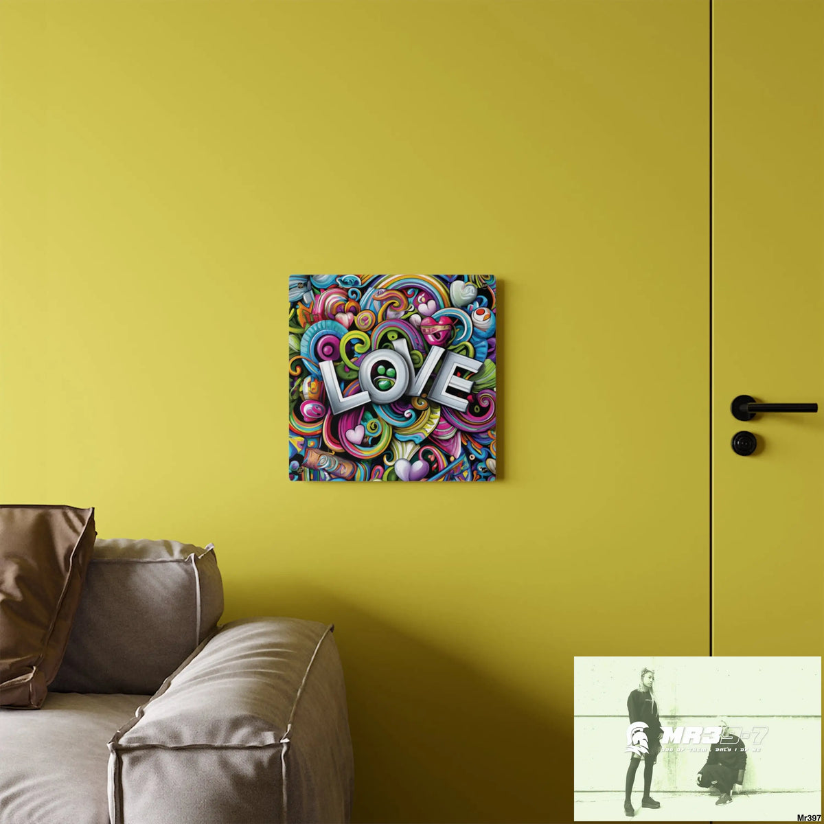 Rainbow LOVE Graphic Stained Glass Doodle Art Acrylic Wall Art Panels Home Decor