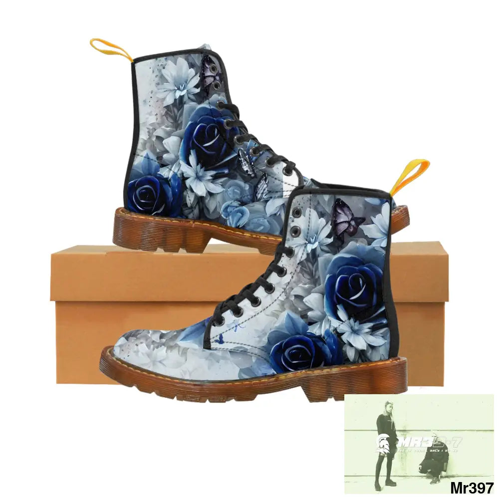 Raymond Swanland Floral Patten Blue Roses Women’s Canvas Boots US 6.5 / Brown sole Shoes