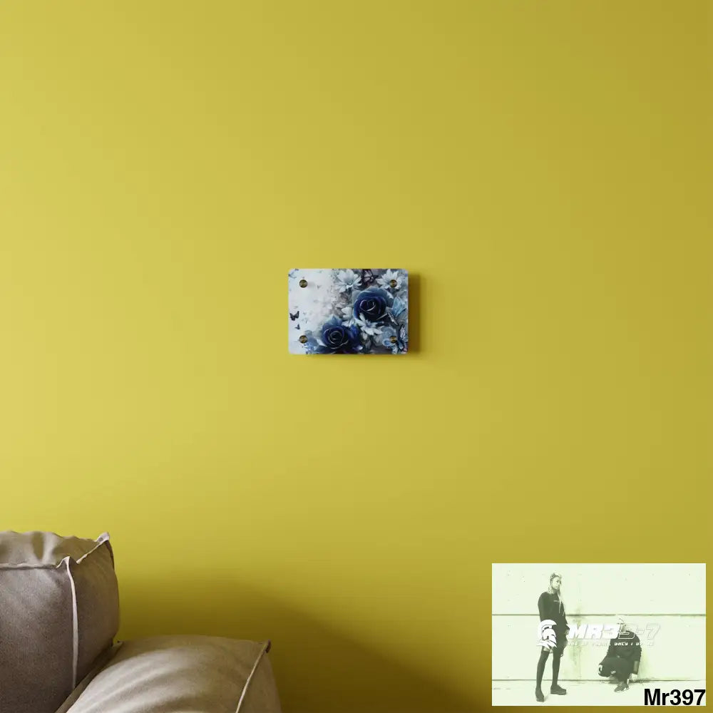 Raymond Swanland Floral Pattern in Navy Blue and Pale White Acrylic Wall Art Panels Home Decor