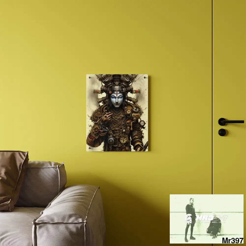 Realistic Male Samurai Steampunk Graphic Acrylic Wall Art Panels Home Decor