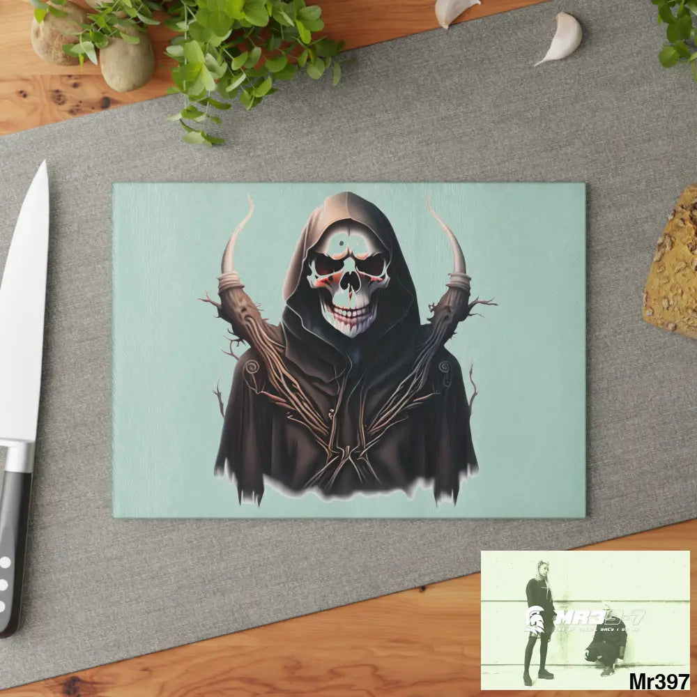 Reaper Glass Cutting Board Home Decor