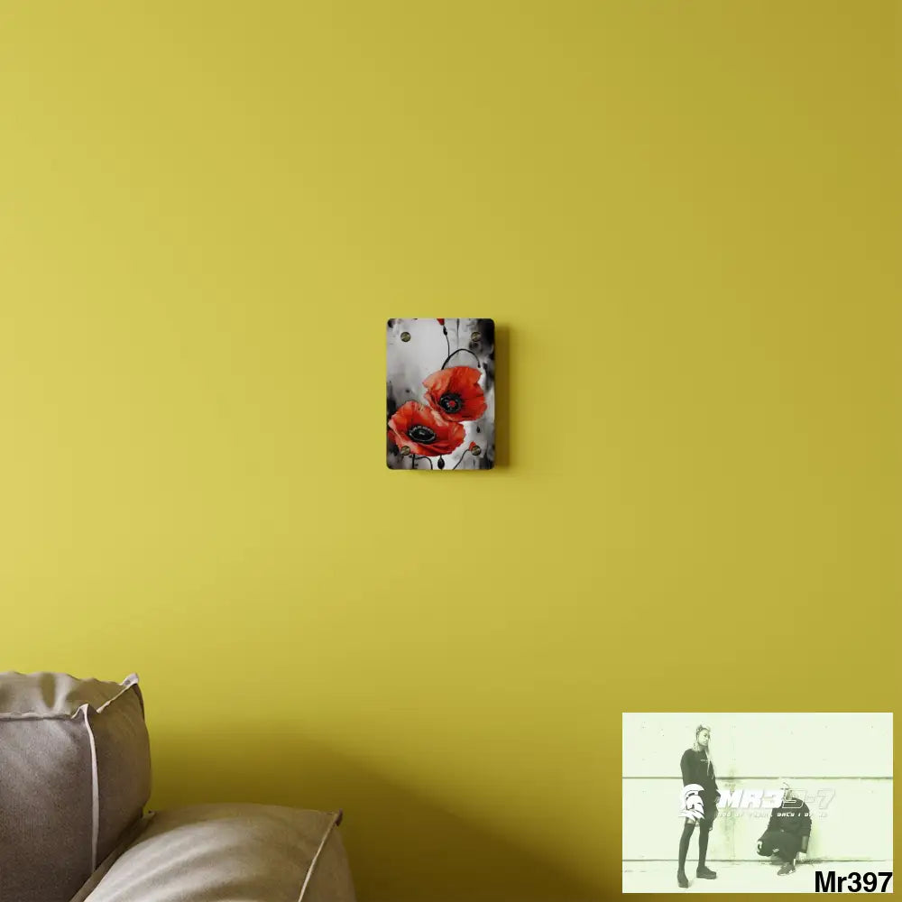 Red Chrome Black Ink Flow Poppies 3D Floral 8k Resolution Acrylic Wall Art Panels Home Decor