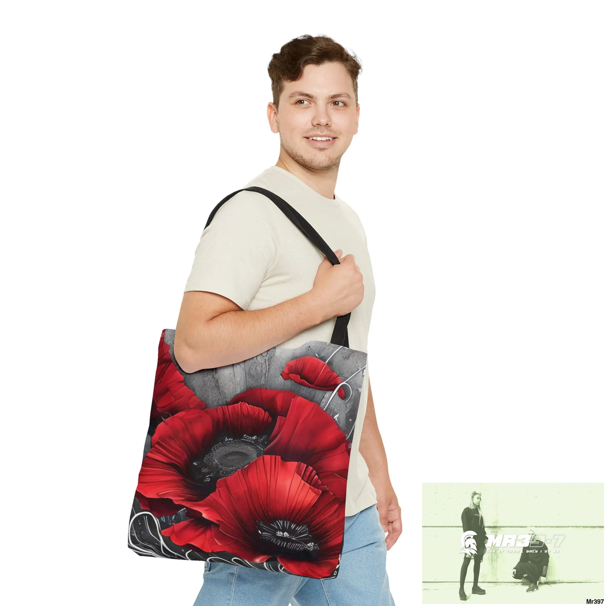 Red flow blank ink Poppies Tote Bag (AOP) Bags