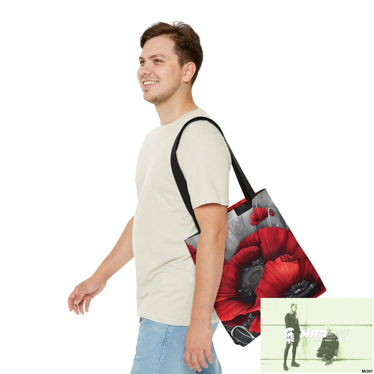 Red flow blank ink Poppies Tote Bag (AOP) Bags