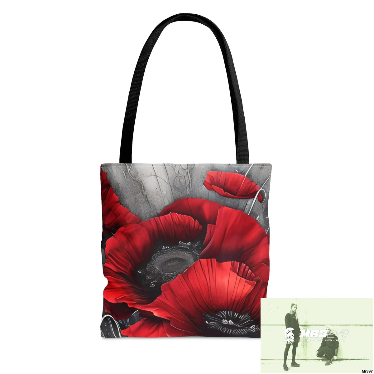 Red flow blank ink Poppies Tote Bag (AOP) Small Bags