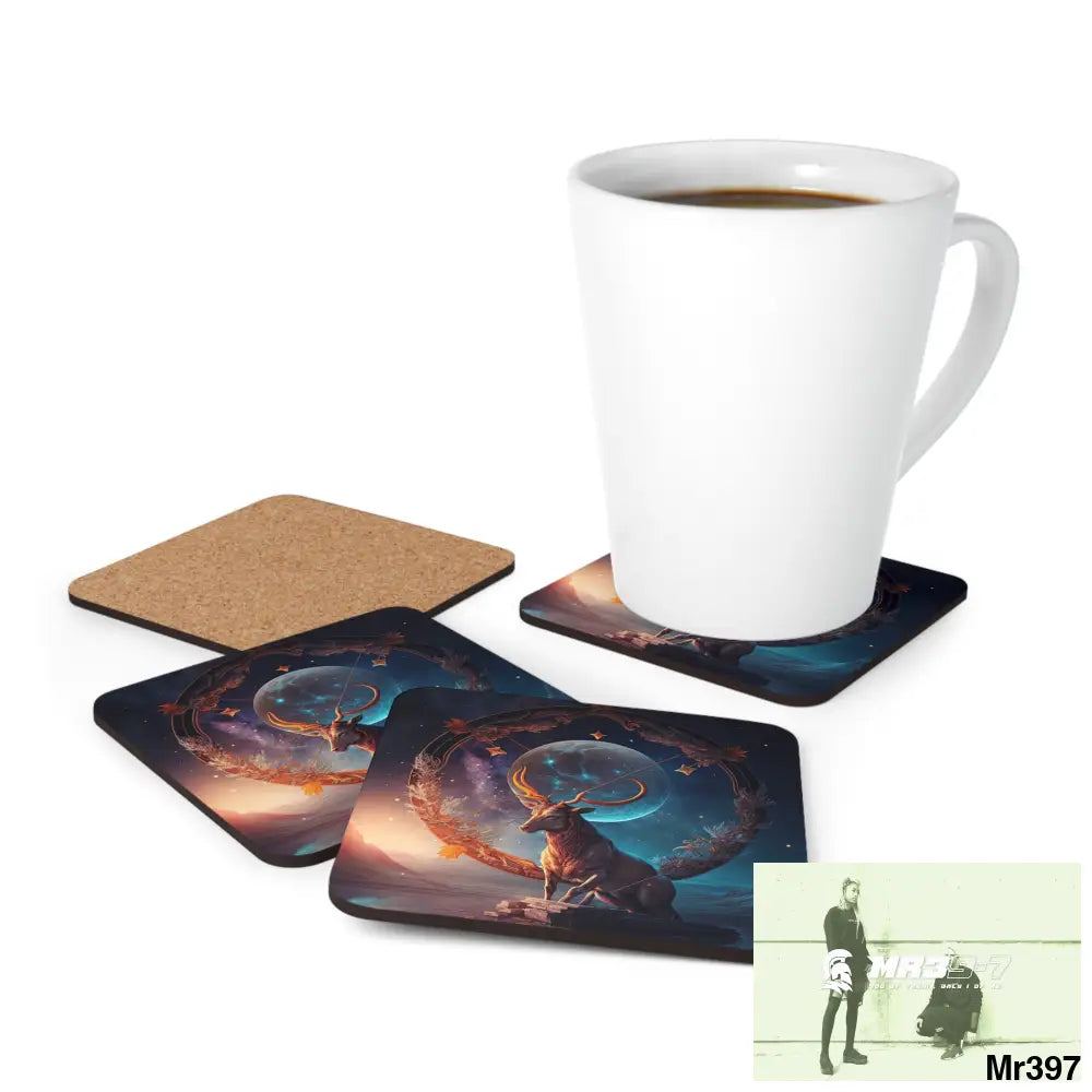 Sagittarius Zodiac Coaster Set Cork / 3.75’’ × 3.75’’ / Square Home Decor