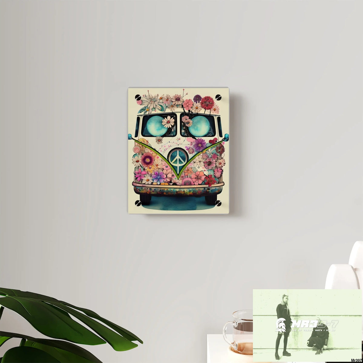 Shabby Vintage Hippie Van Graphic Acrylic Wall Art Panels 8″ x 10″ (Vertical) / 0.25’’ Home Decor