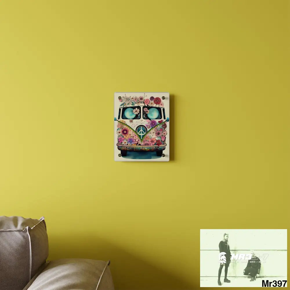 Shabby Vintage Hippie Van Graphic Acrylic Wall Art Panels 8″ x 10″ (Vertical) / 0.25’’ Home Decor