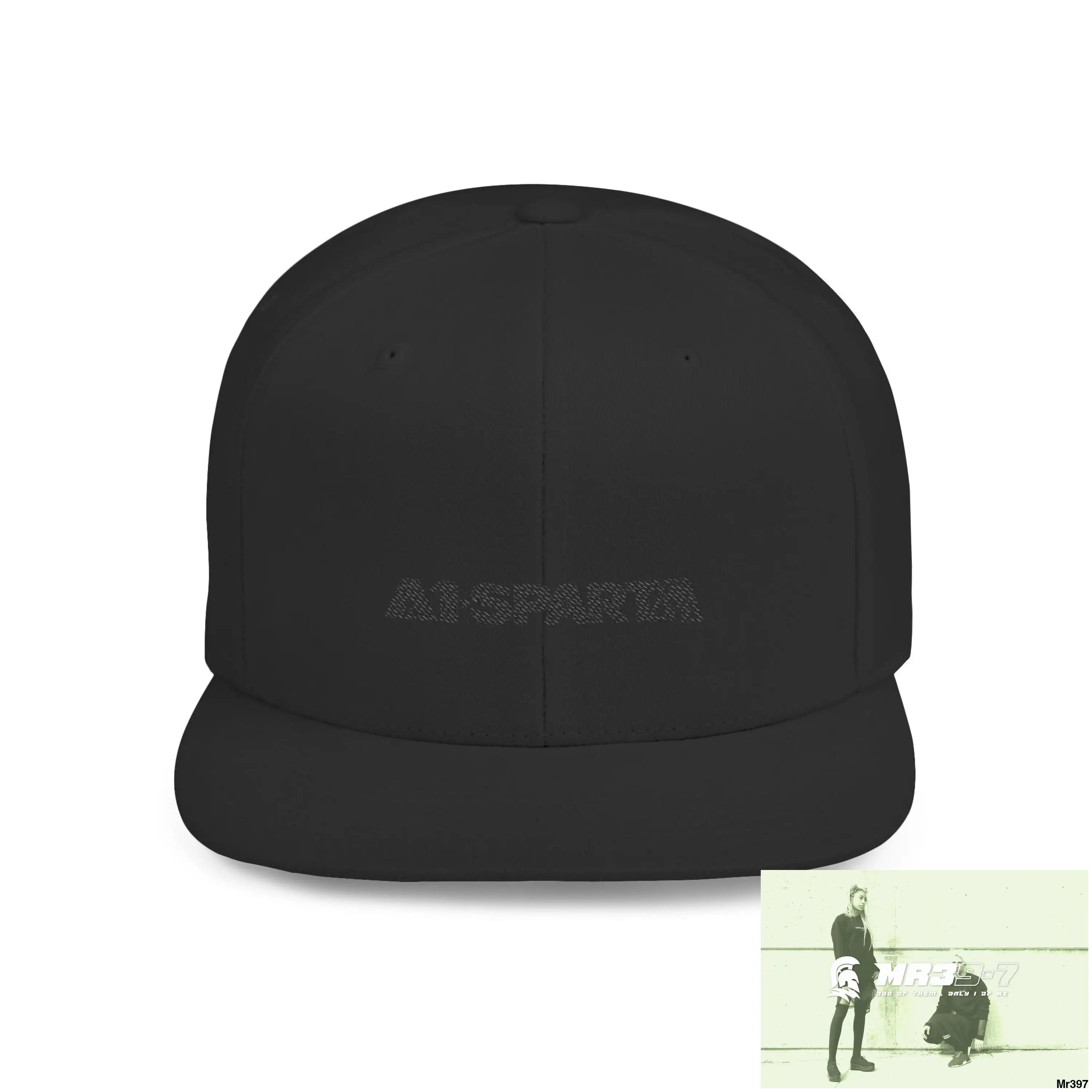 Snapback Hat — A1-Sparta Retro Logo Flat-Bill Cap One size / Black Hats