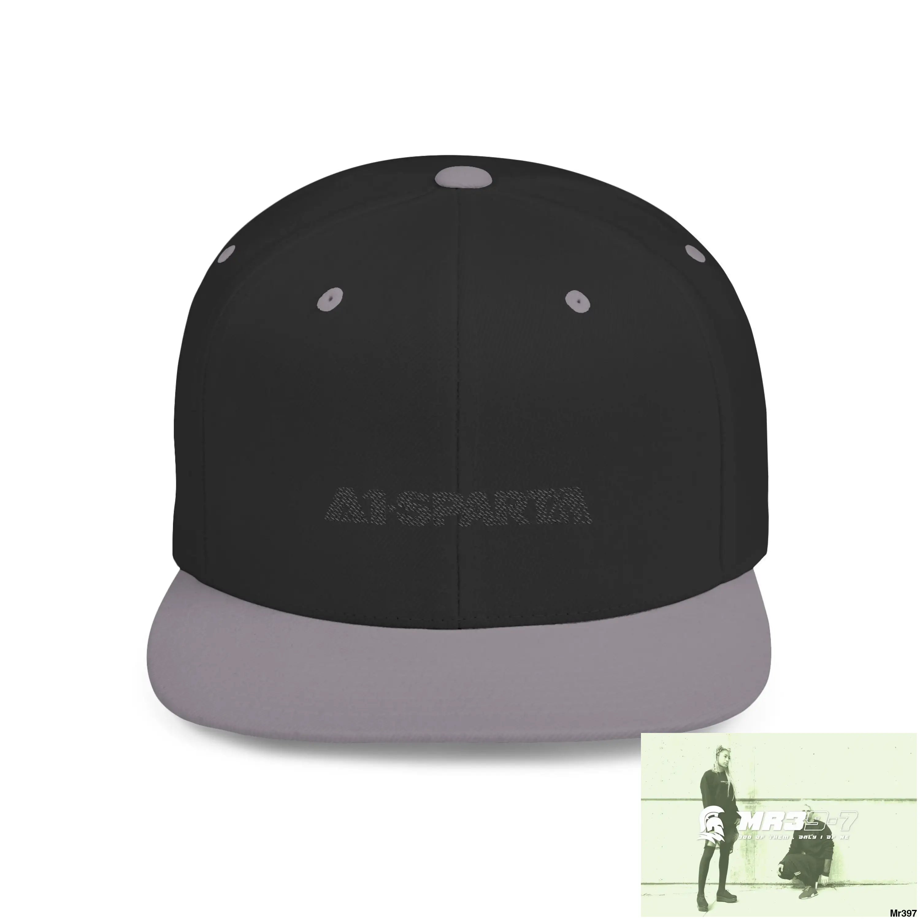 Snapback Hat — A1-Sparta Retro Logo Flat-Bill Cap One size / Black/Silver Hats