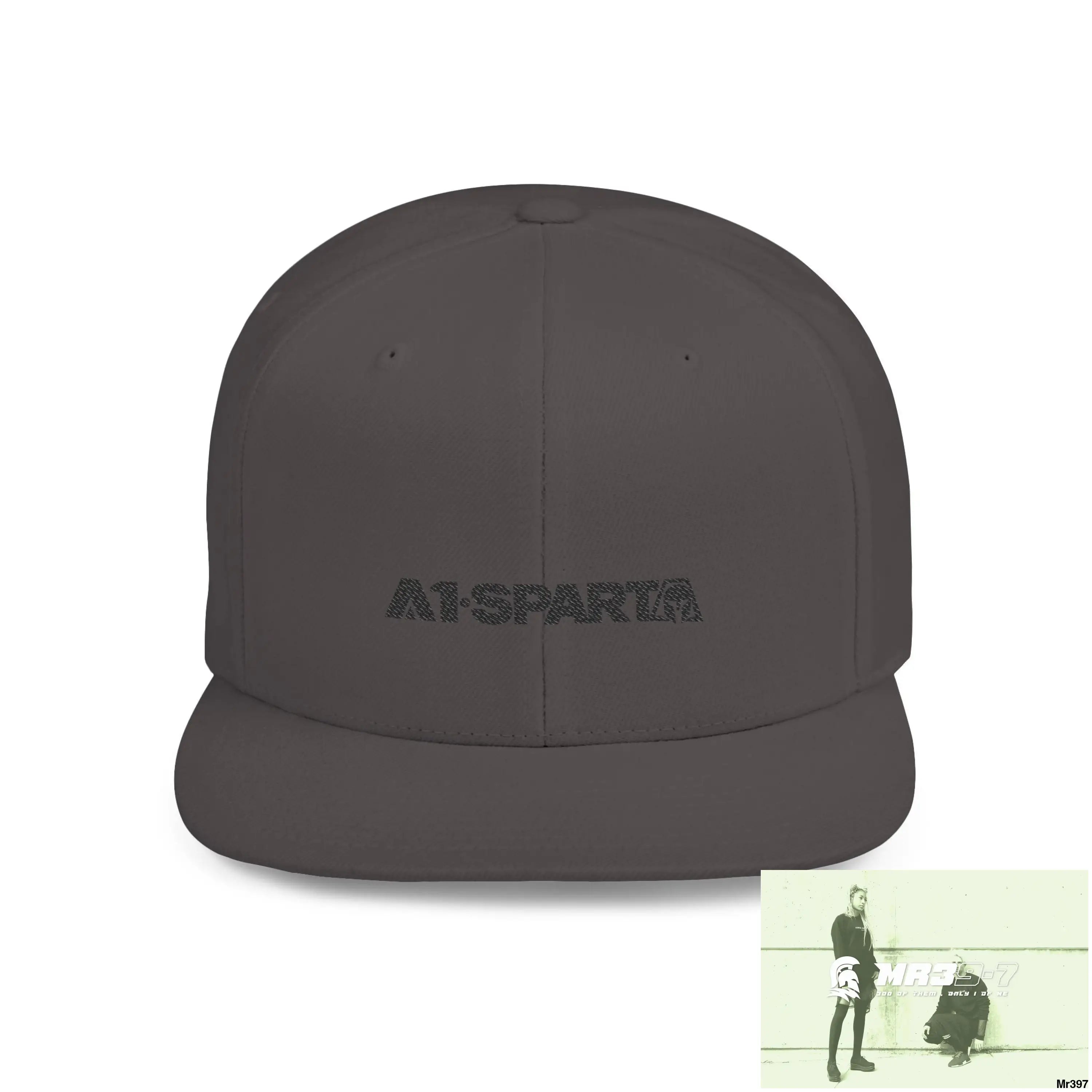 Snapback Hat — A1-Sparta Retro Logo Flat-Bill Cap One size / Dark Grey Hats