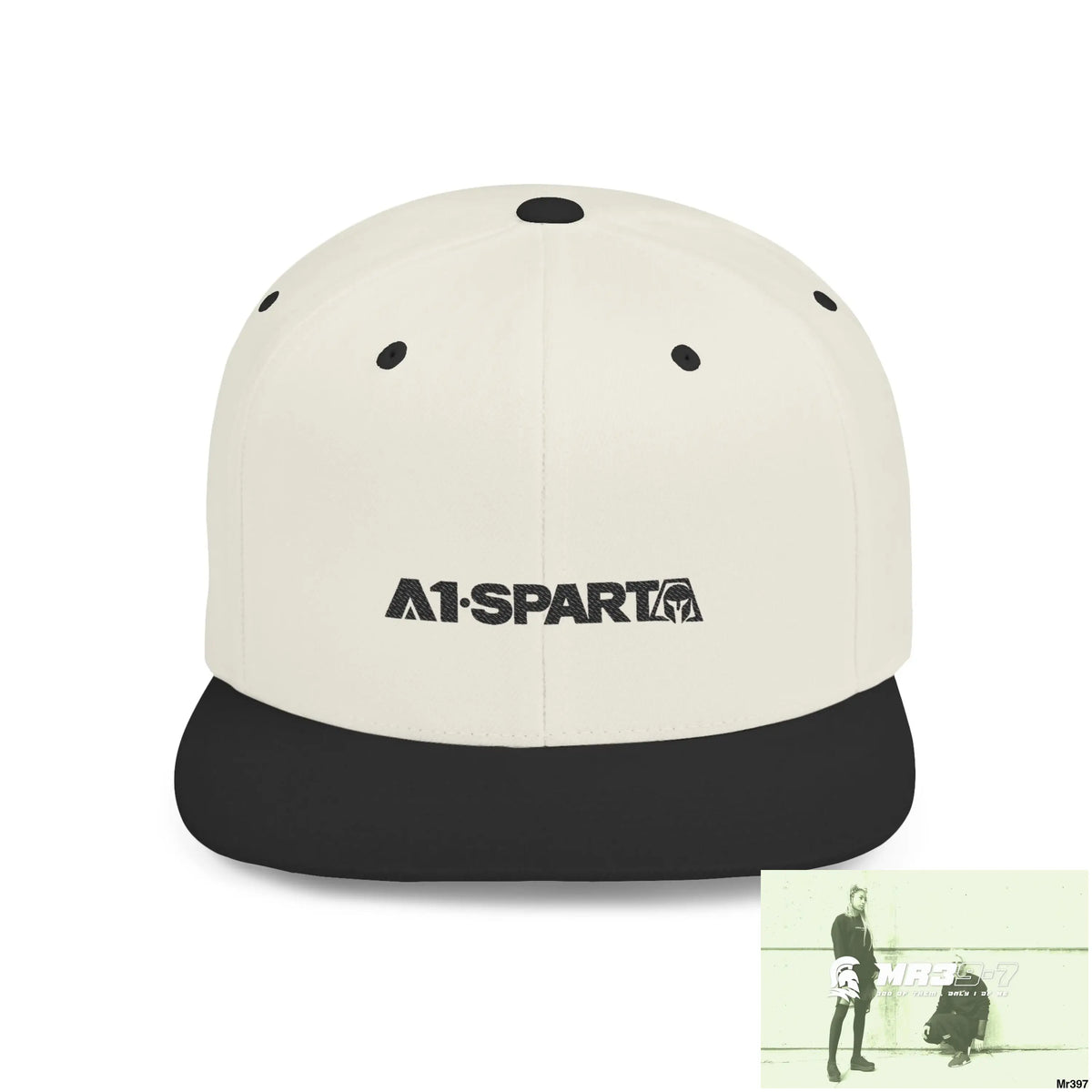 Snapback Hat — A1-Sparta Retro Logo Flat-Bill Cap One size / Natural/Black Hats