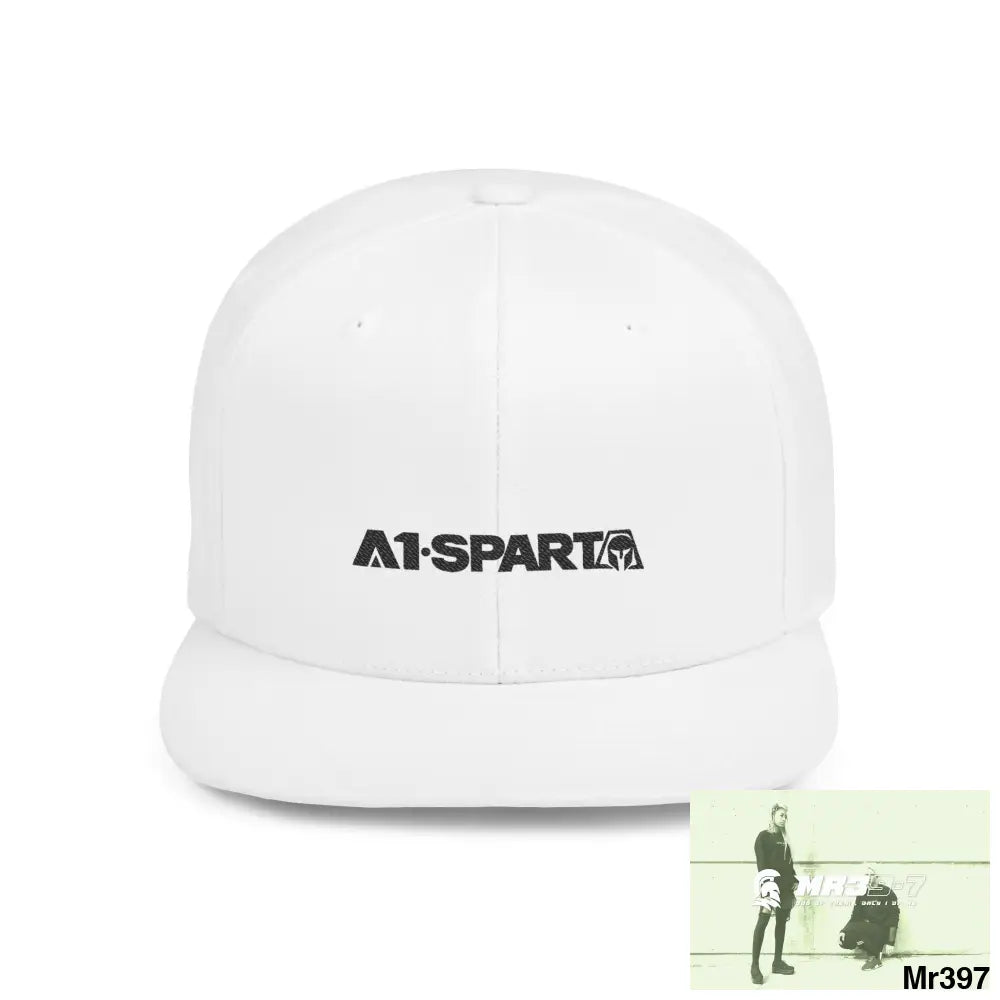 Snapback Hat — A1-Sparta Retro Logo Flat-Bill Cap One size / White Hats