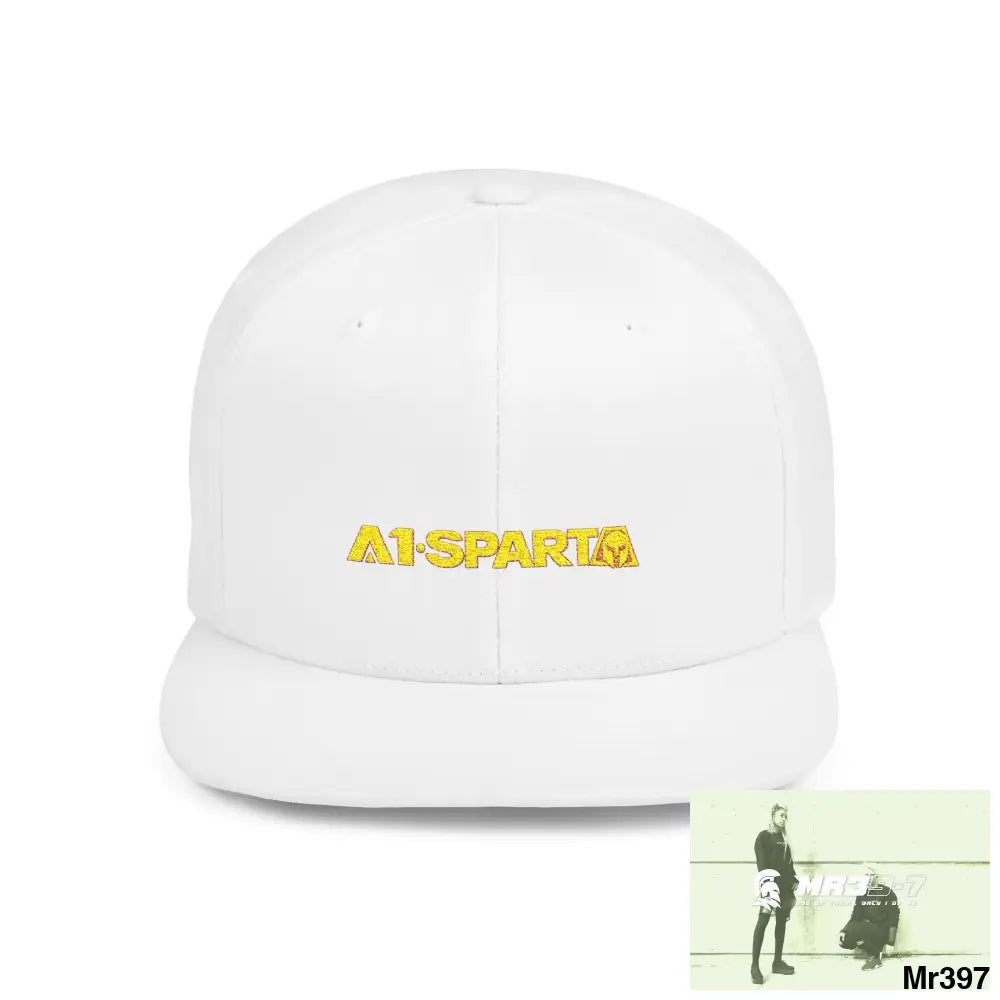 Snapback Hat — A1 Sparta Retro Logo Flat-Bill Cap One size / White Hats