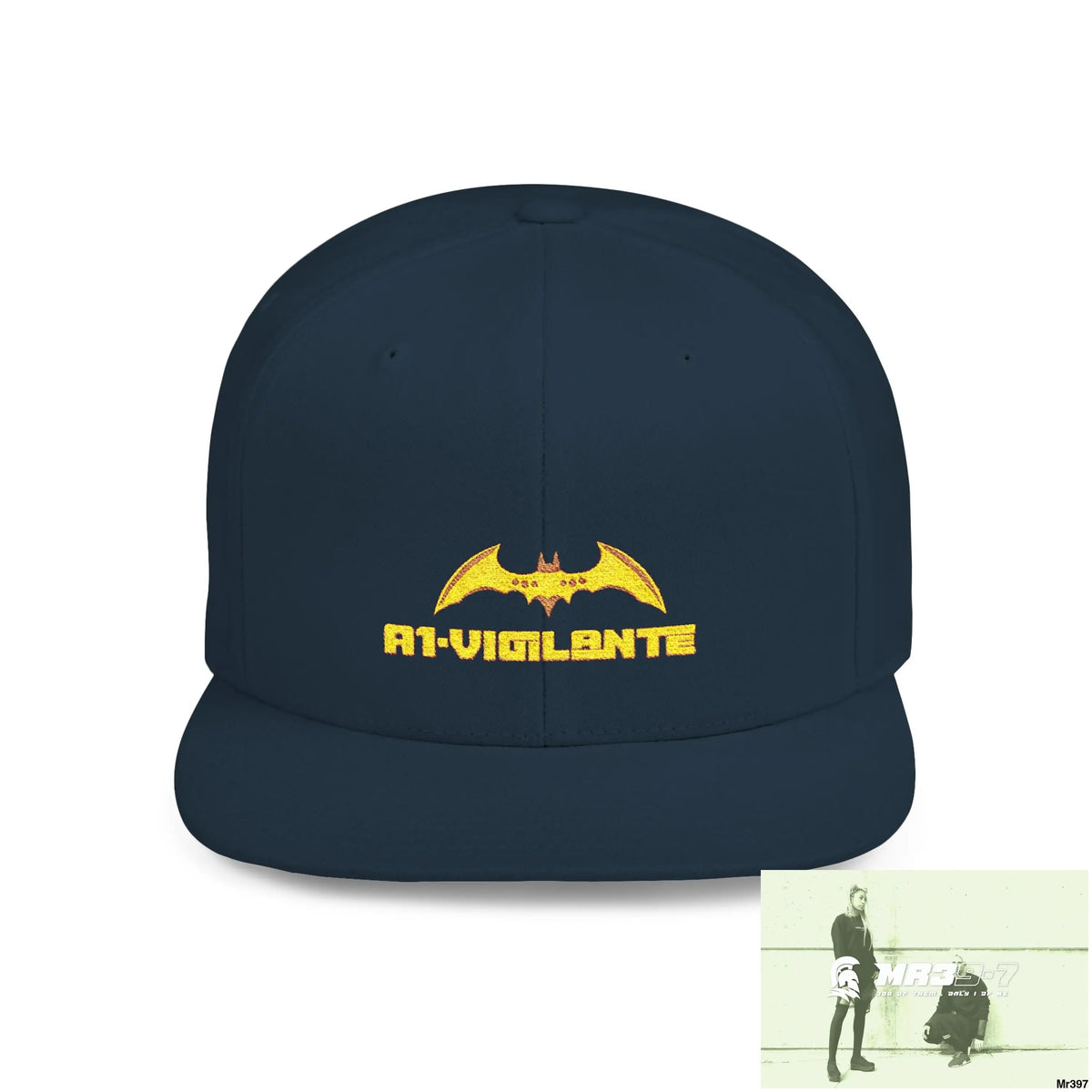 Snapback Hat — A1 Vigilante Retro Logo Flat-Bill Cap One size / Dark Navy Hats