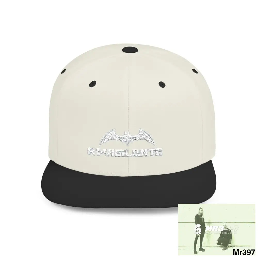 Snapback Hat — A1-Vigilante Retro Logo Flat-Bill Cap One size / Natural/Black Hats