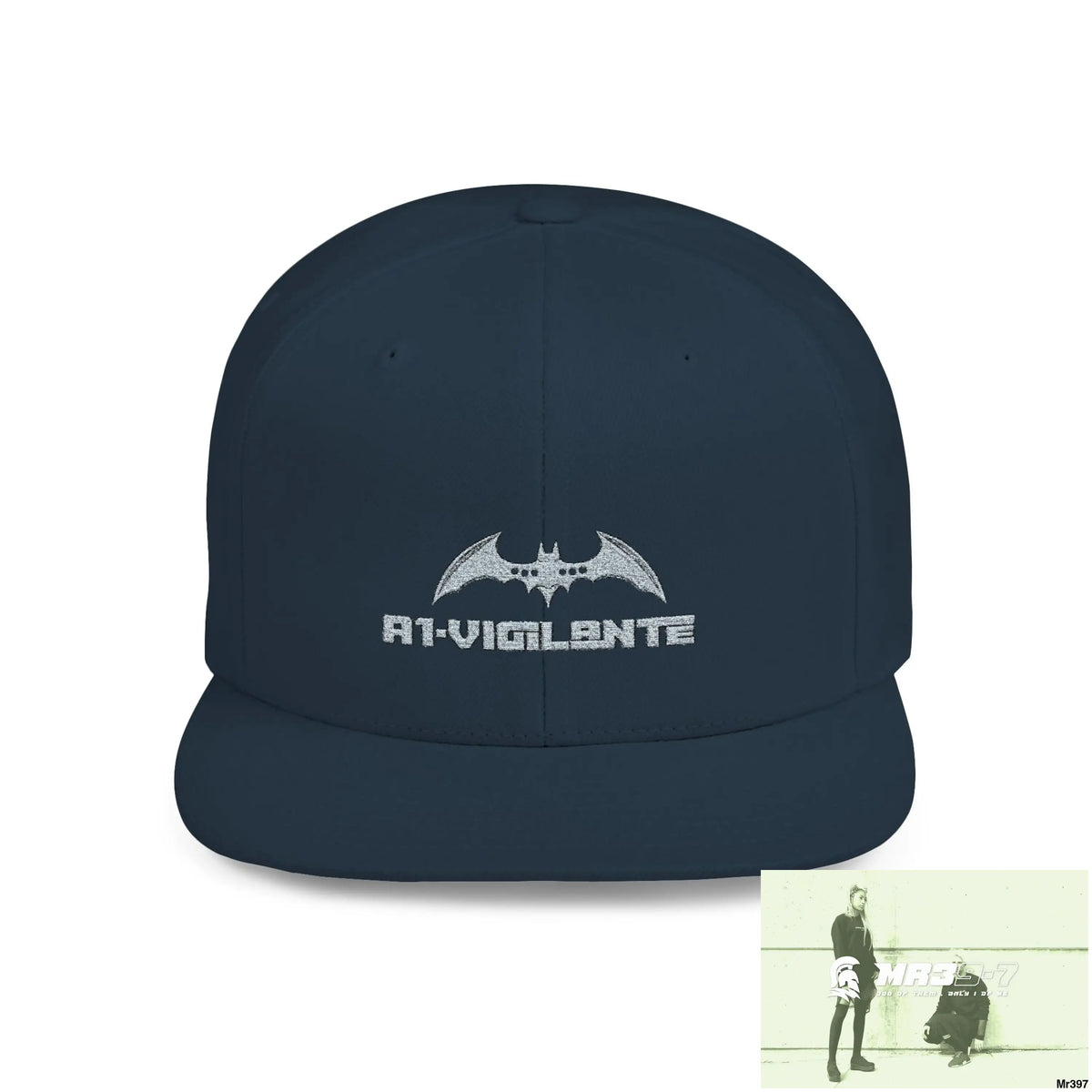 Snapback Hat — A1 Vigilante Retro Logo Flat-Bill Cap One size / Navy Hats