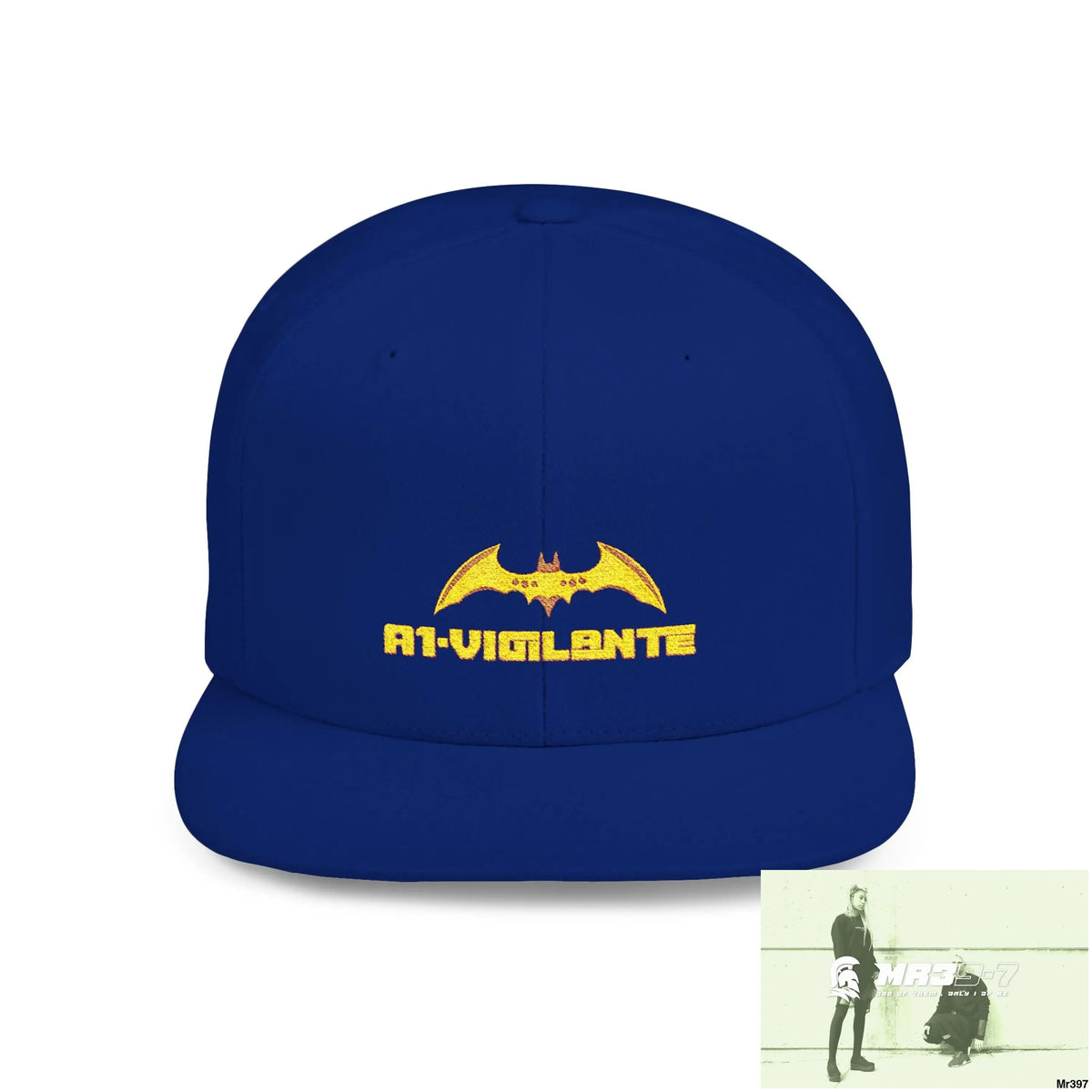Snapback Hat — A1 Vigilante Retro Logo Flat-Bill Cap One size / Royal Hats