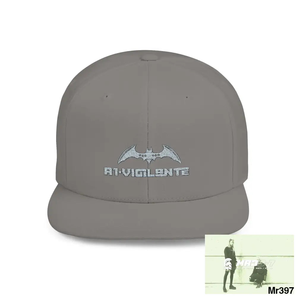 Snapback Hat — A1 Vigilante Retro Logo Flat-Bill Cap One size / Silver Hats