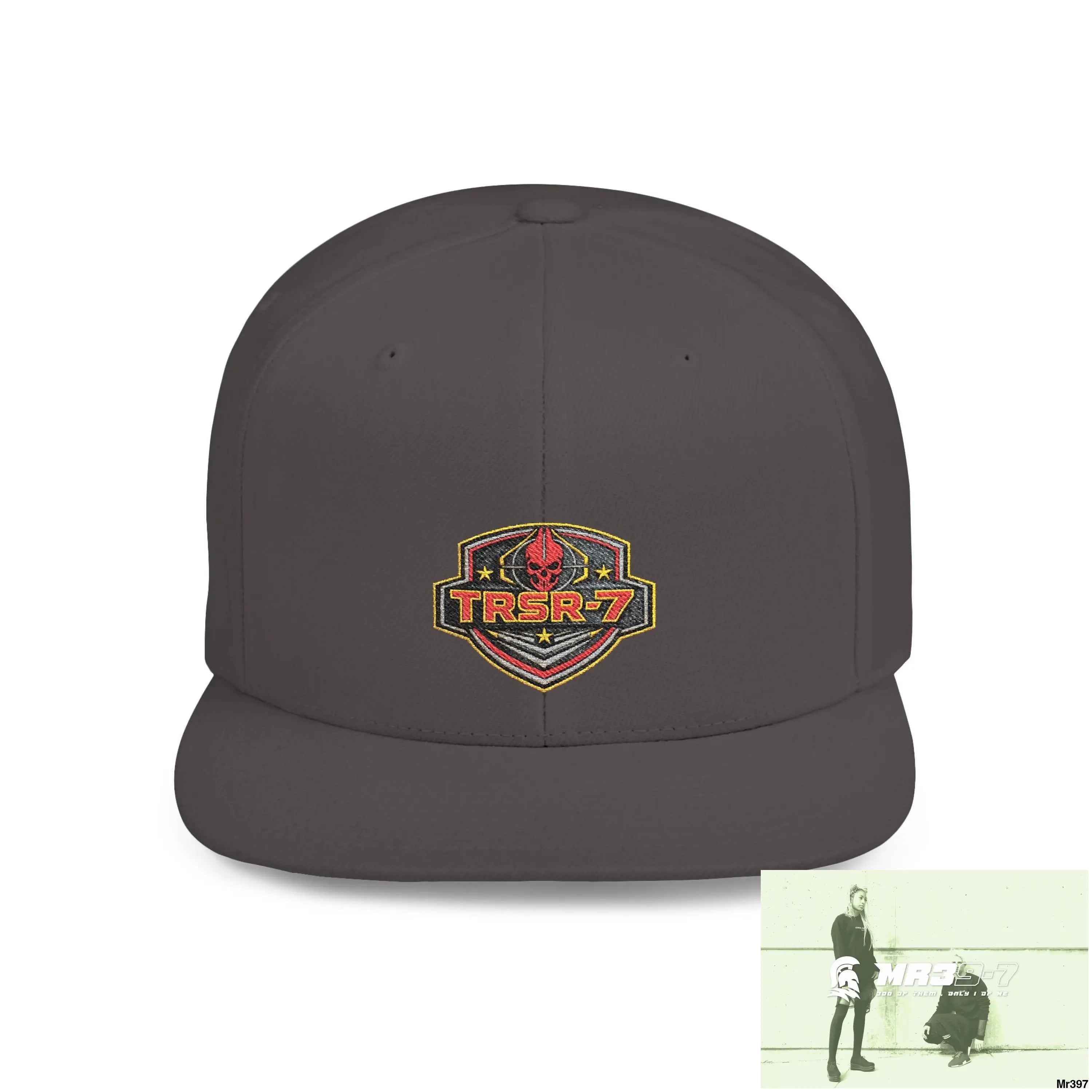 Snapback Hat — TRSR-7 Black Ops - SoCom Retro Logo Flat-Bill Cap One size / Dark Grey Hats